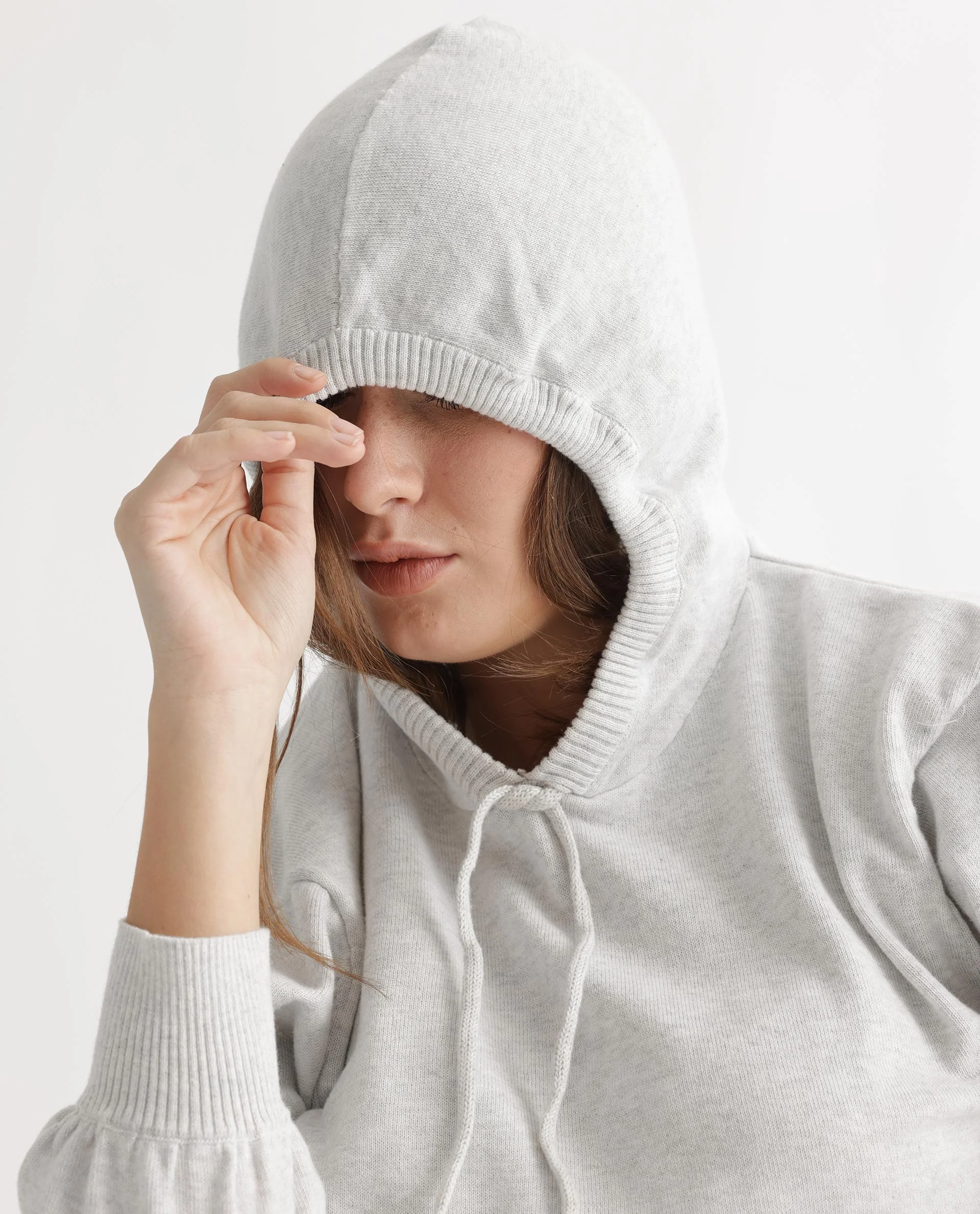 Rareism Women's Finn Sweat Offwhite Cotton Hooded Plain Relaxed Fit Sweater - Image 7