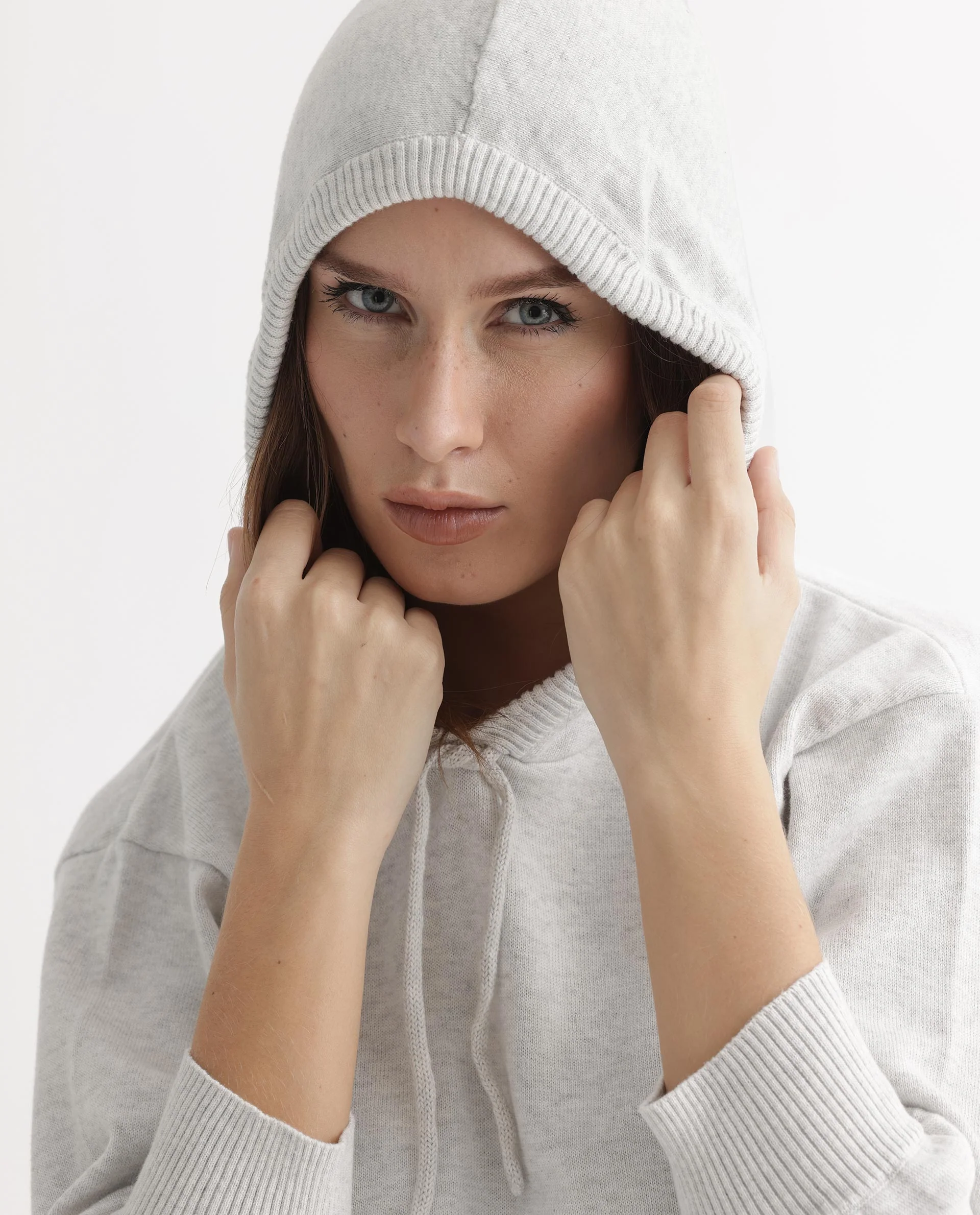 Rareism Women's Finn Sweat Offwhite Cotton Hooded Plain Relaxed Fit Sweater - Image 9