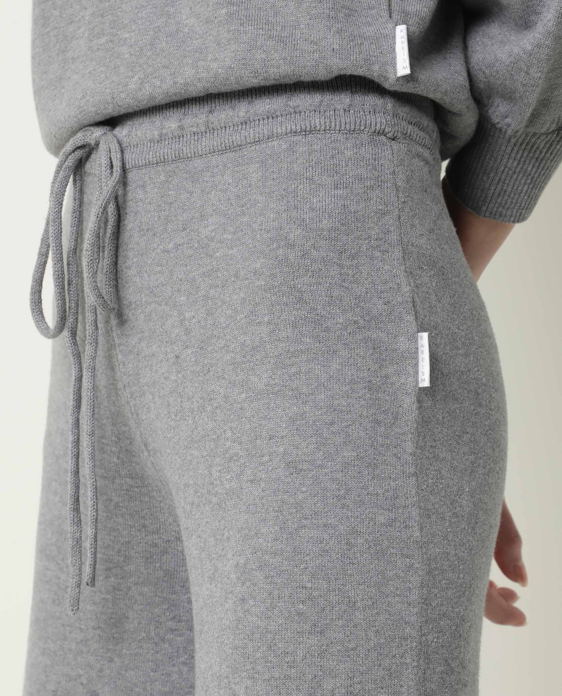 Rareism Women's Finn Track Grey Cotton Plain Ankle Length Flared Track Pant - Image 5