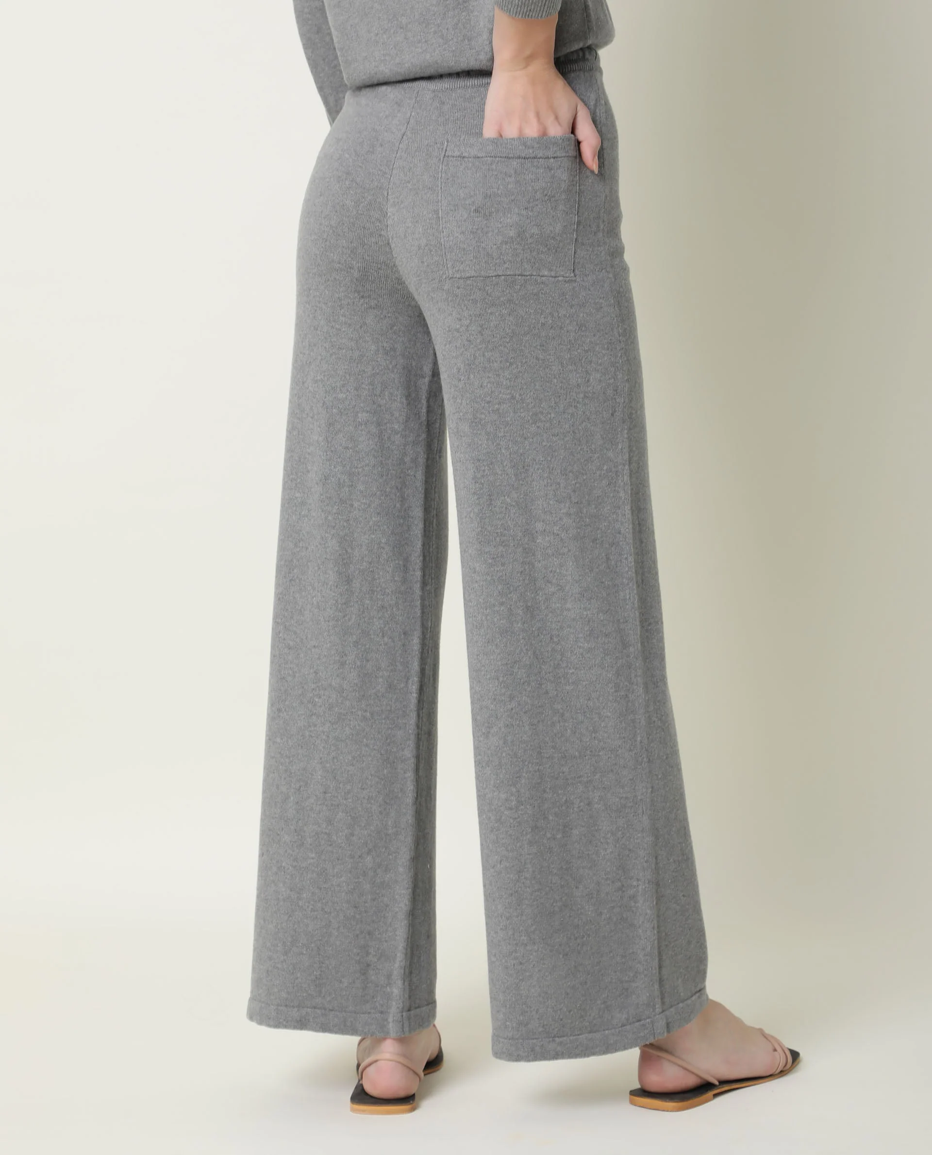 Rareism Women's Finn Track Grey Cotton Plain Ankle Length Flared Track Pant - Image 8