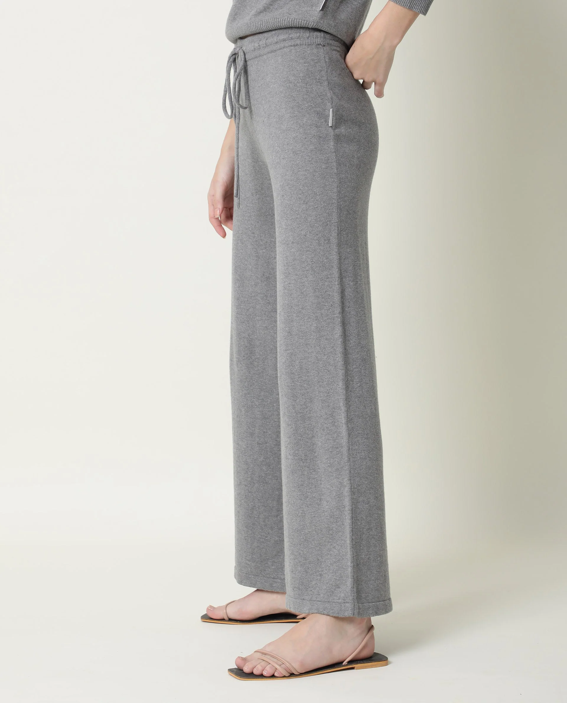 Rareism Women's Finn Track Grey Cotton Plain Ankle Length Flared Track Pant - Image 9
