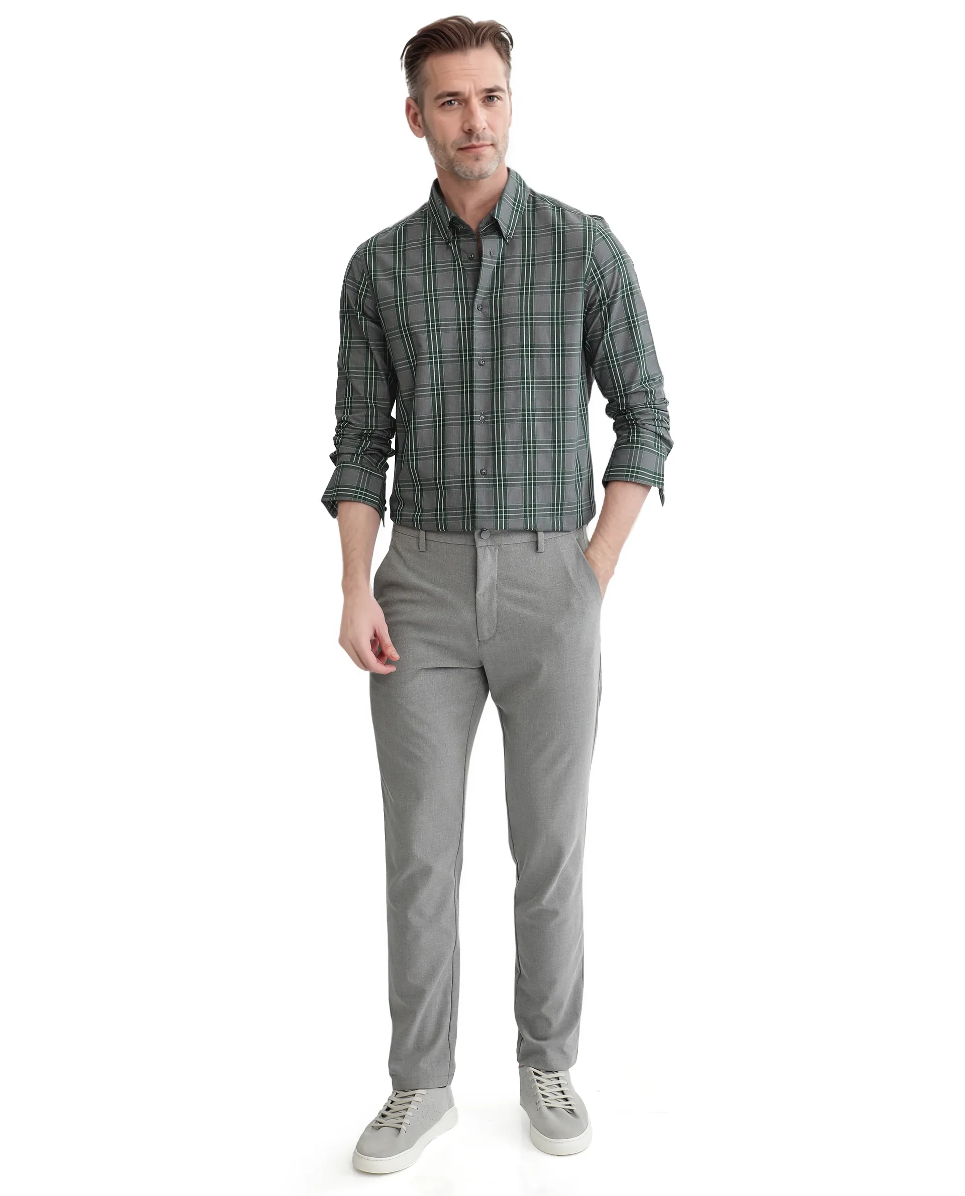 Rare Rabbit Men's Finster Green Cotton Checked Print Regular Fit Full Sleeve Button-Down Collar Shirt - Image 7