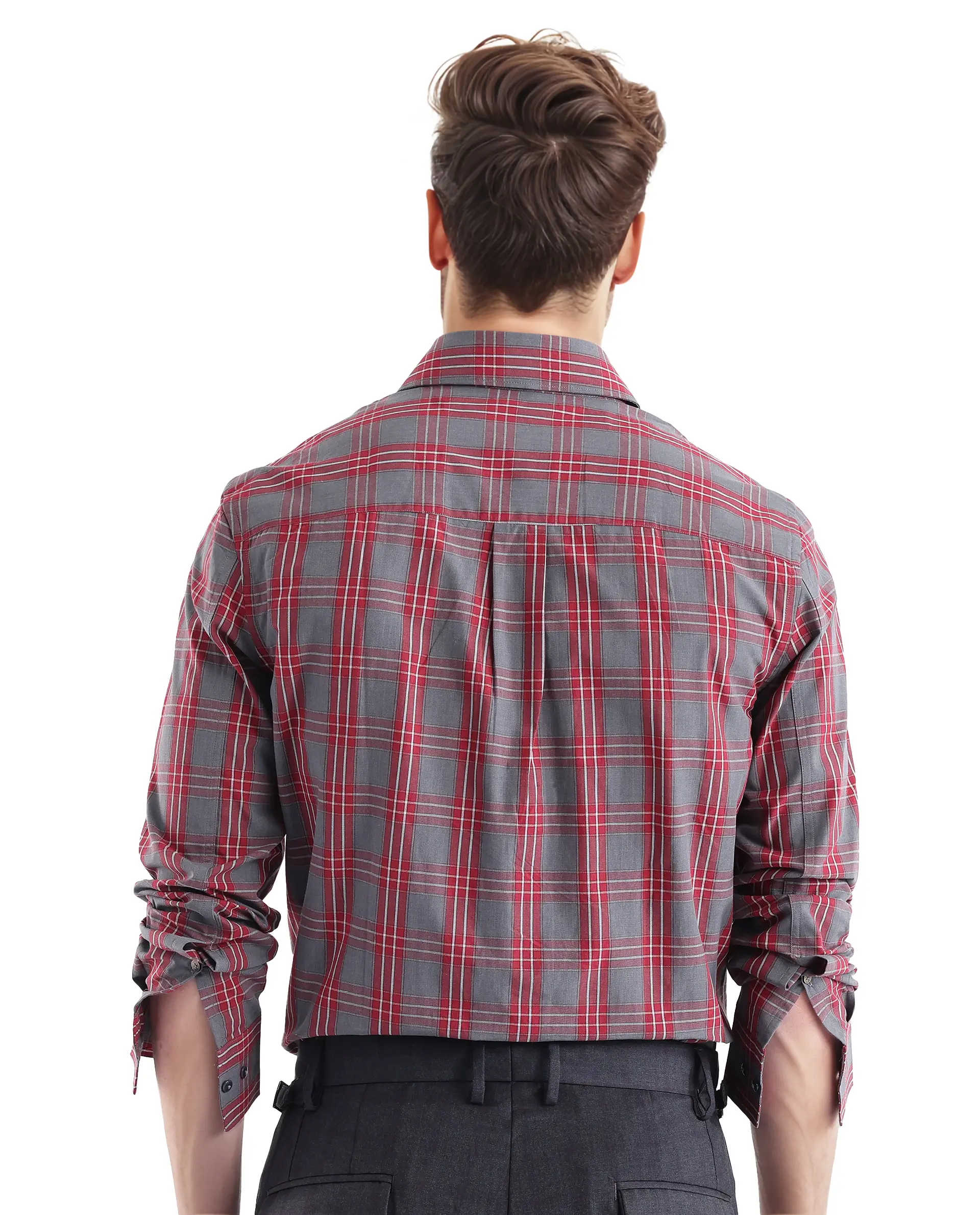Rare Rabbit Men's Finster Red Cotton Checked Print Regular Fit Full Sleeve Collared Shirt - Image 4