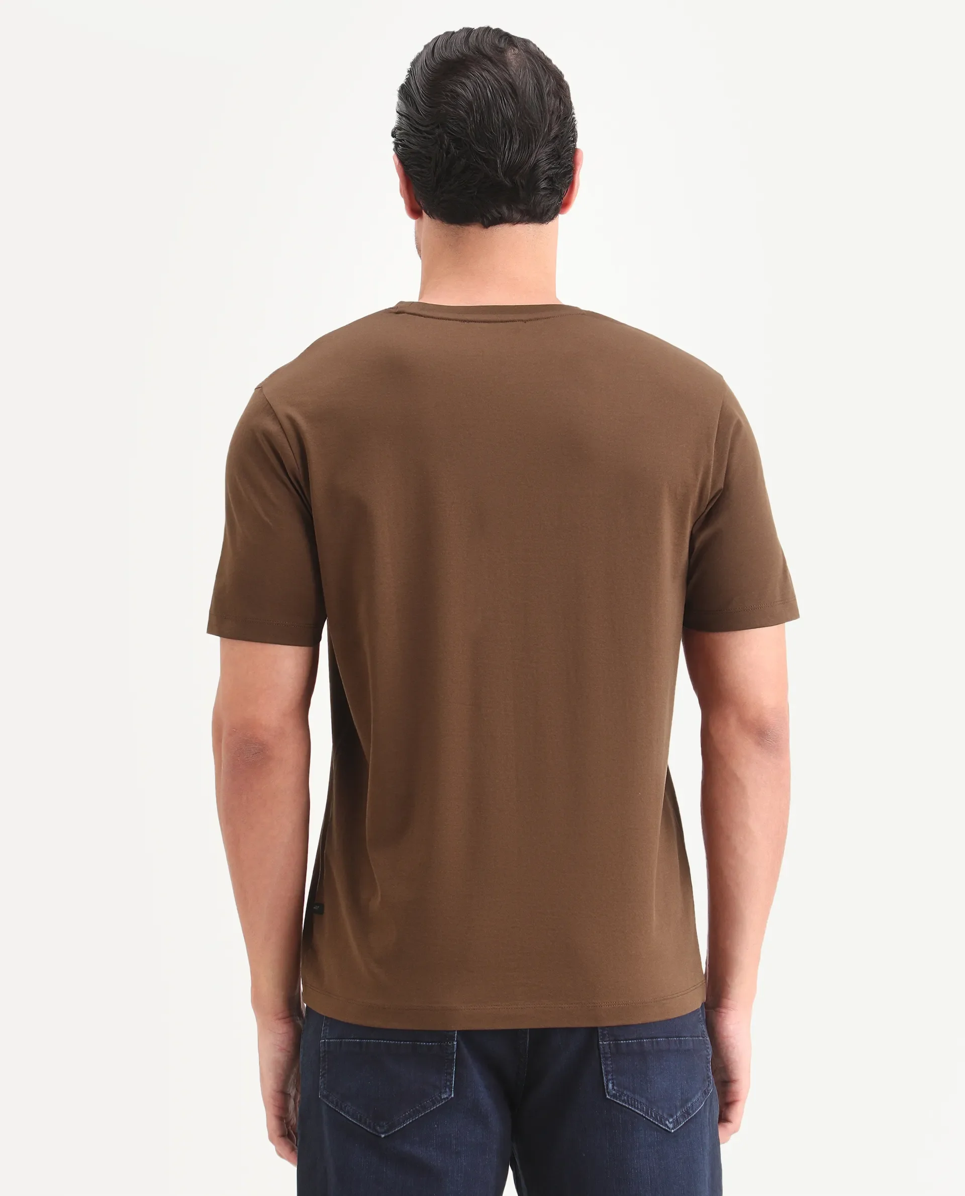 Rare Rabbit Men's Fiol Dusky Orange Cotton Fabric Half Sleeve Crew Neck Regular Fit Graphic Print T-Shirt - Image 7