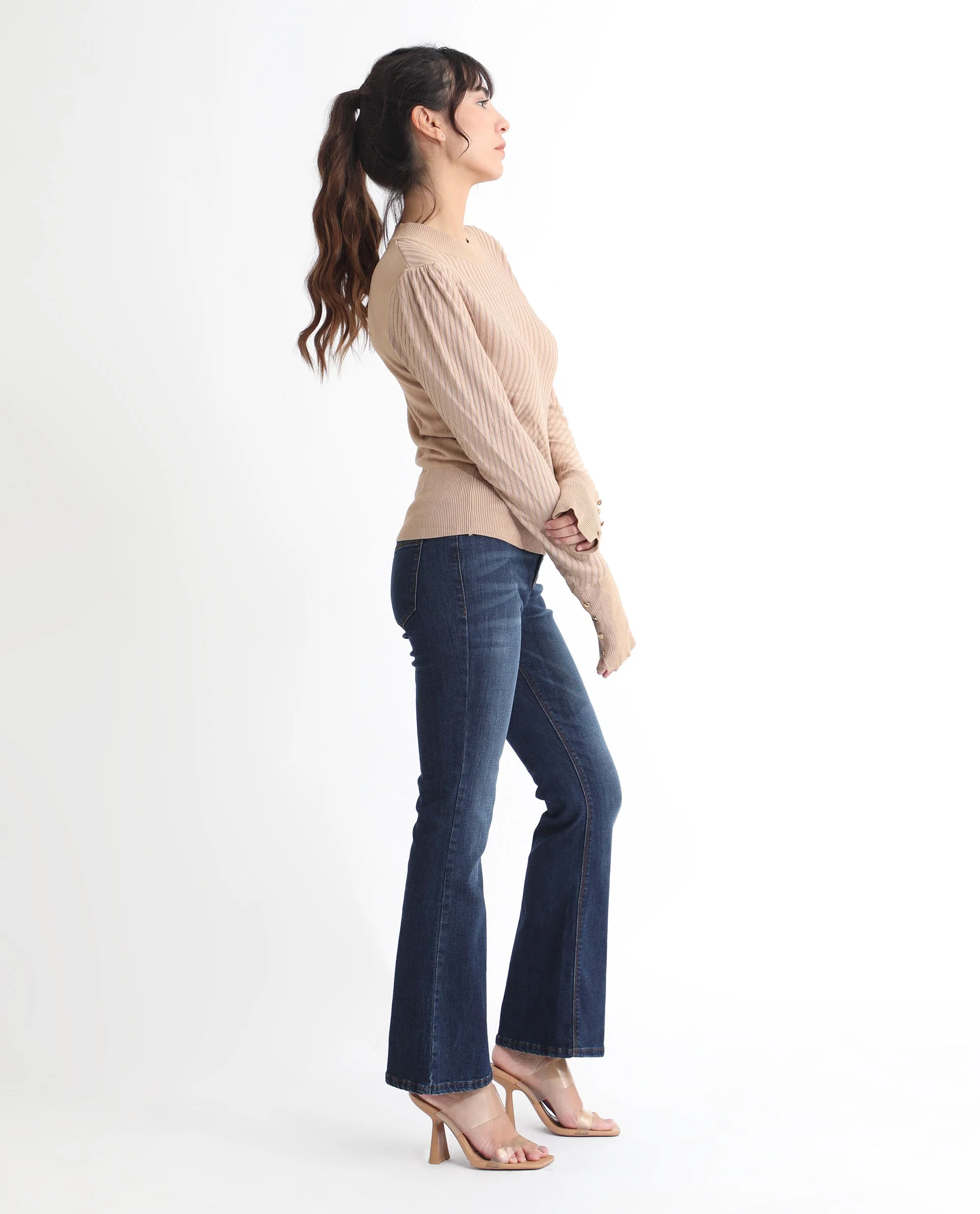 Rareism Women's Fischer Beige Viscose High Neck Plain Regular Fit Sweater - Image 11