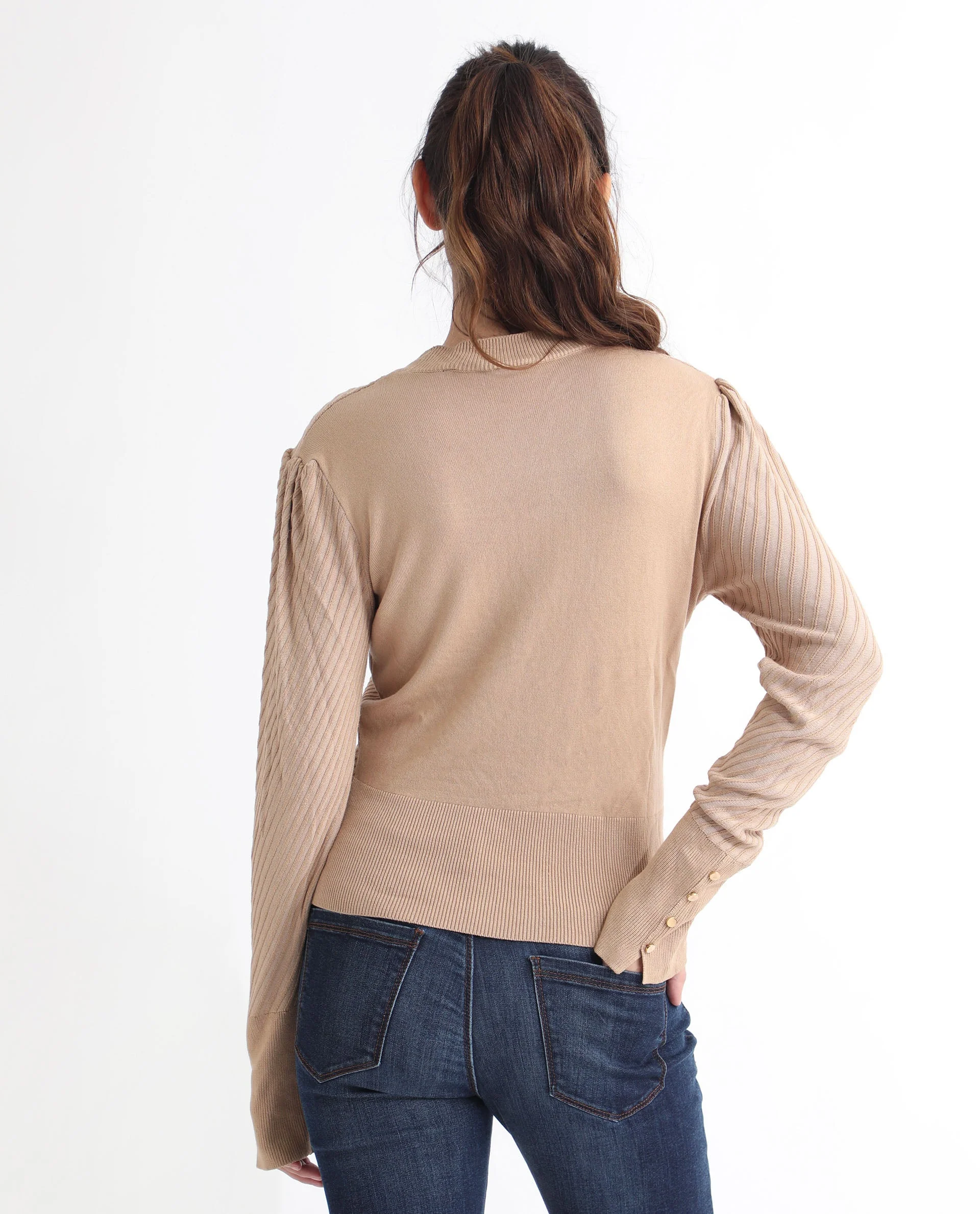 Rareism Women's Fischer Beige Viscose High Neck Plain Regular Fit Sweater - Image 12