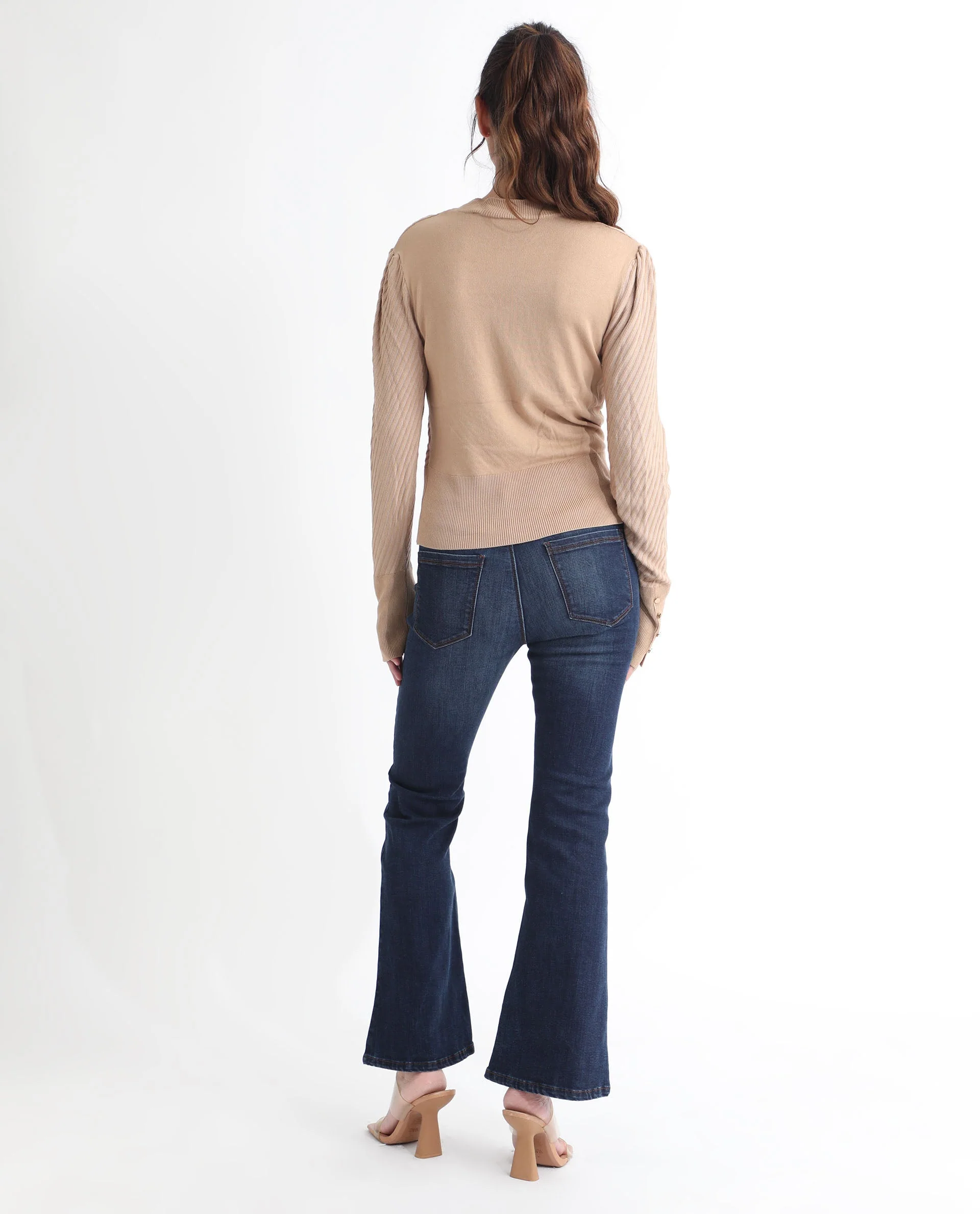 Rareism Women's Fischer Beige Viscose High Neck Plain Regular Fit Sweater - Image 13