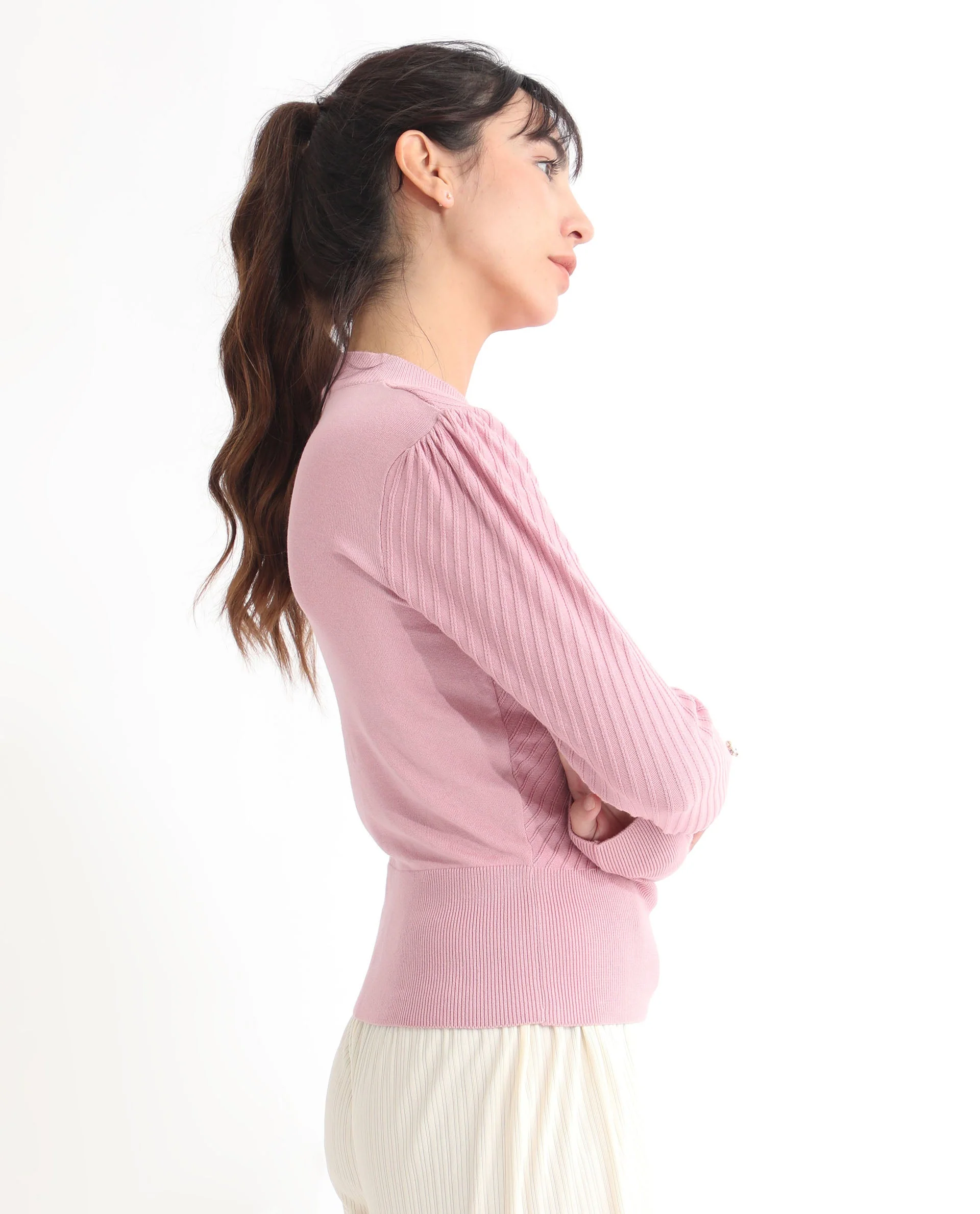 Rareism Women's Fischer Pink Viscose High Neck Plain Regular Fit Sweater - Image 5