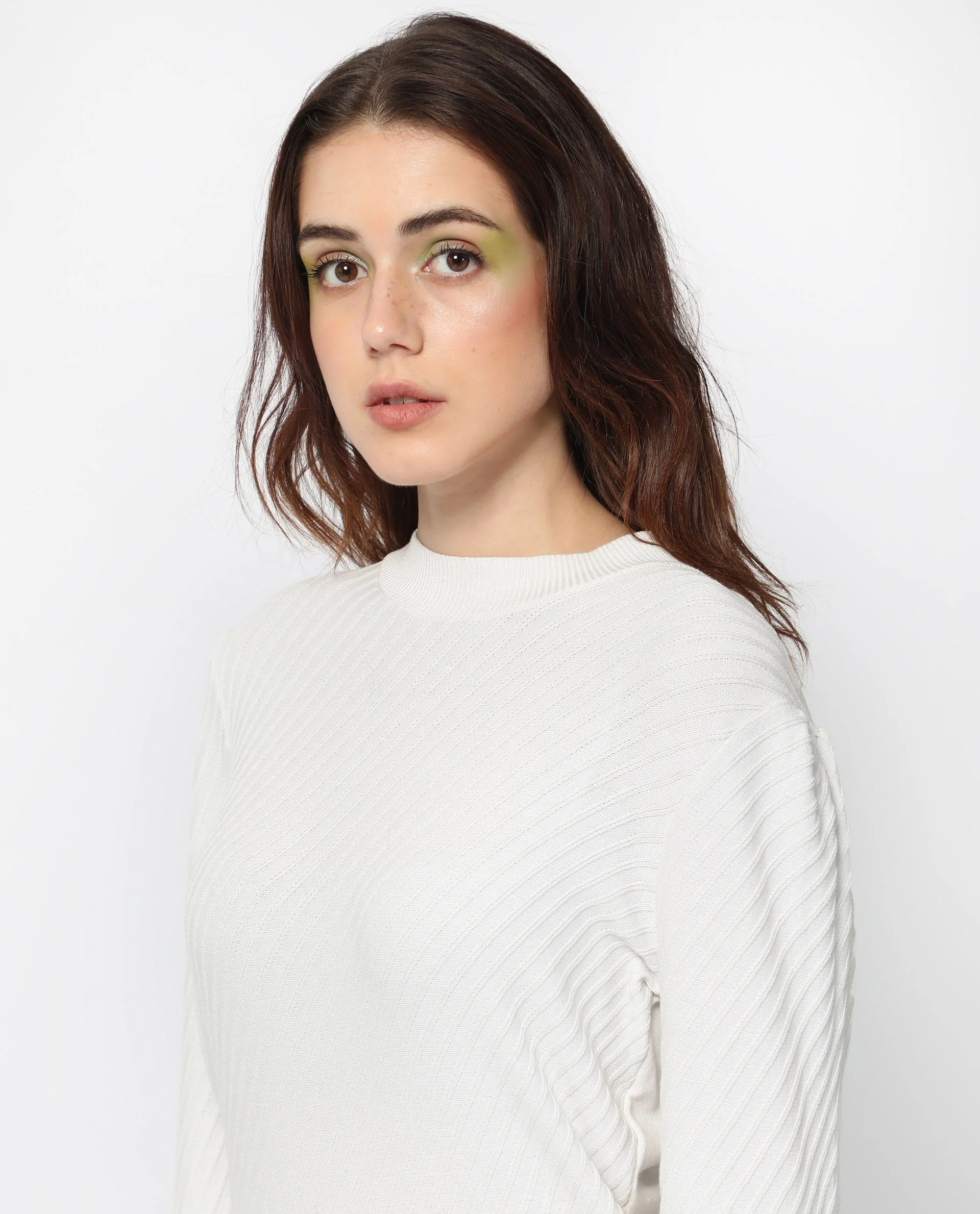 Rareism Women's Fischer White Viscose High Neck Plain Regular Fit Sweater - Image 5