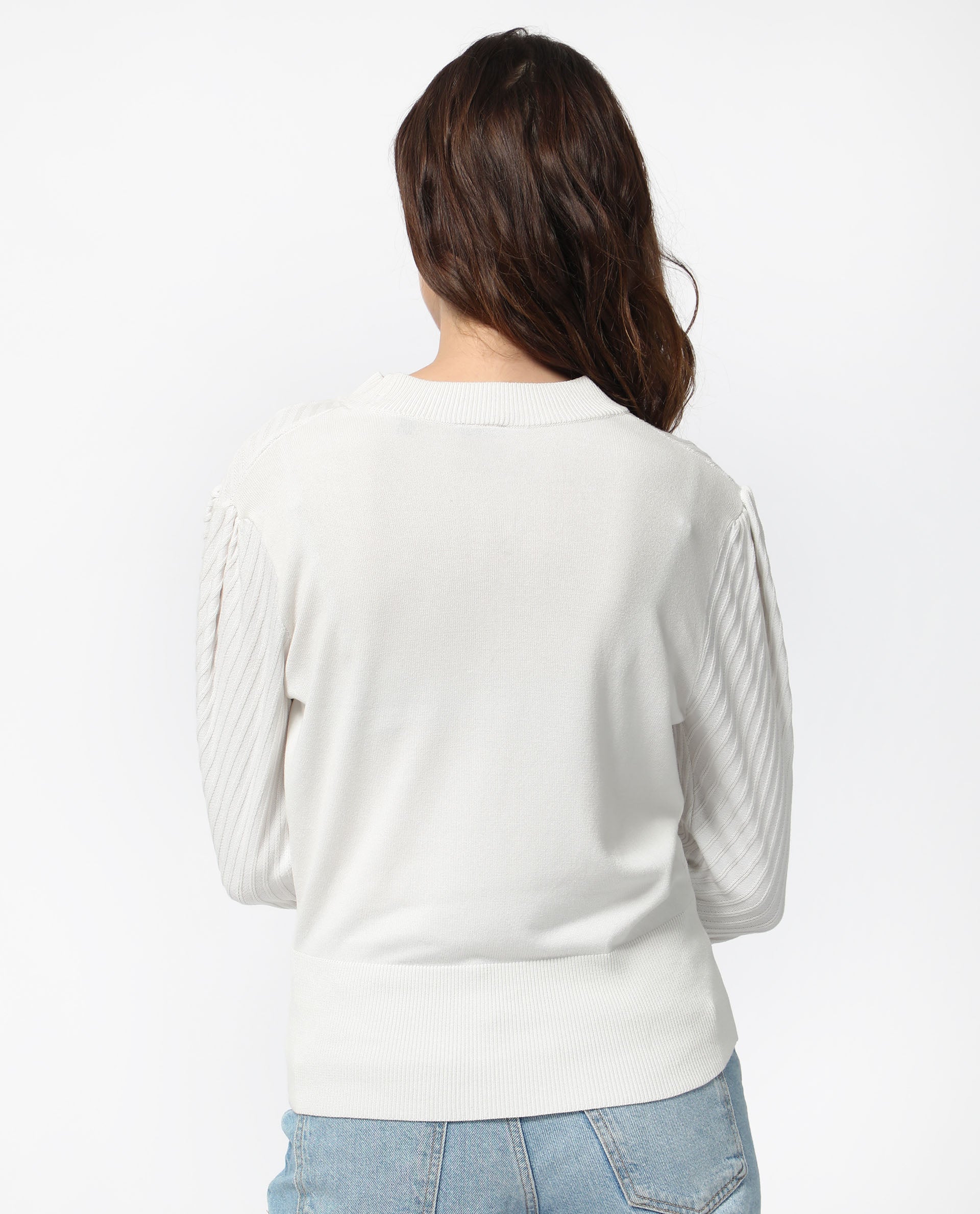 Rareism Women's Fischer White Viscose High Neck Plain Regular Fit Sweater - Image 9