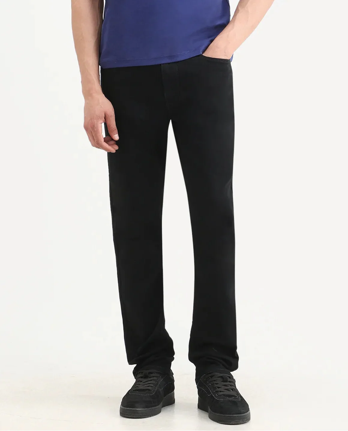Rare Rabbit Men's Fiz B Black Cotton Blend Fabric Morris Regular Fit Plain Jeans - Image 2