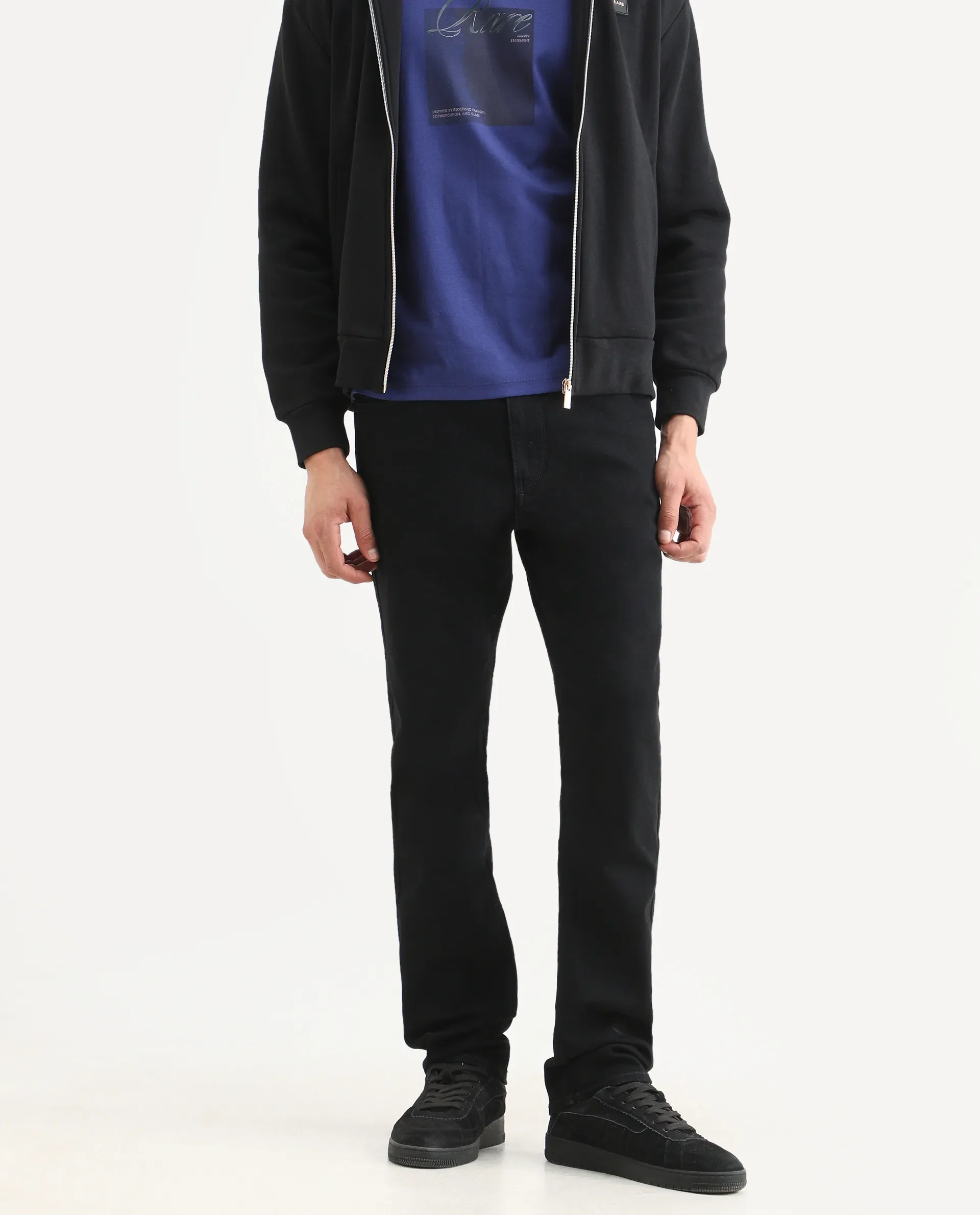 Rare Rabbit Men's Fiz B Black Cotton Blend Fabric Morris Regular Fit Plain Jeans - Image 3