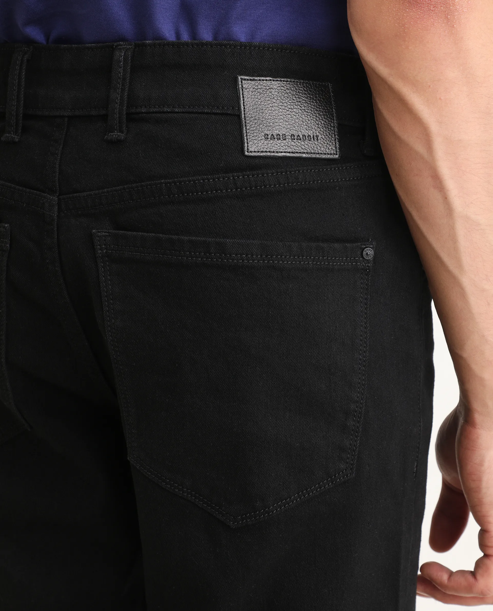 Rare Rabbit Men's Fiz B Black Cotton Blend Fabric Morris Regular Fit Plain Jeans - Image 5