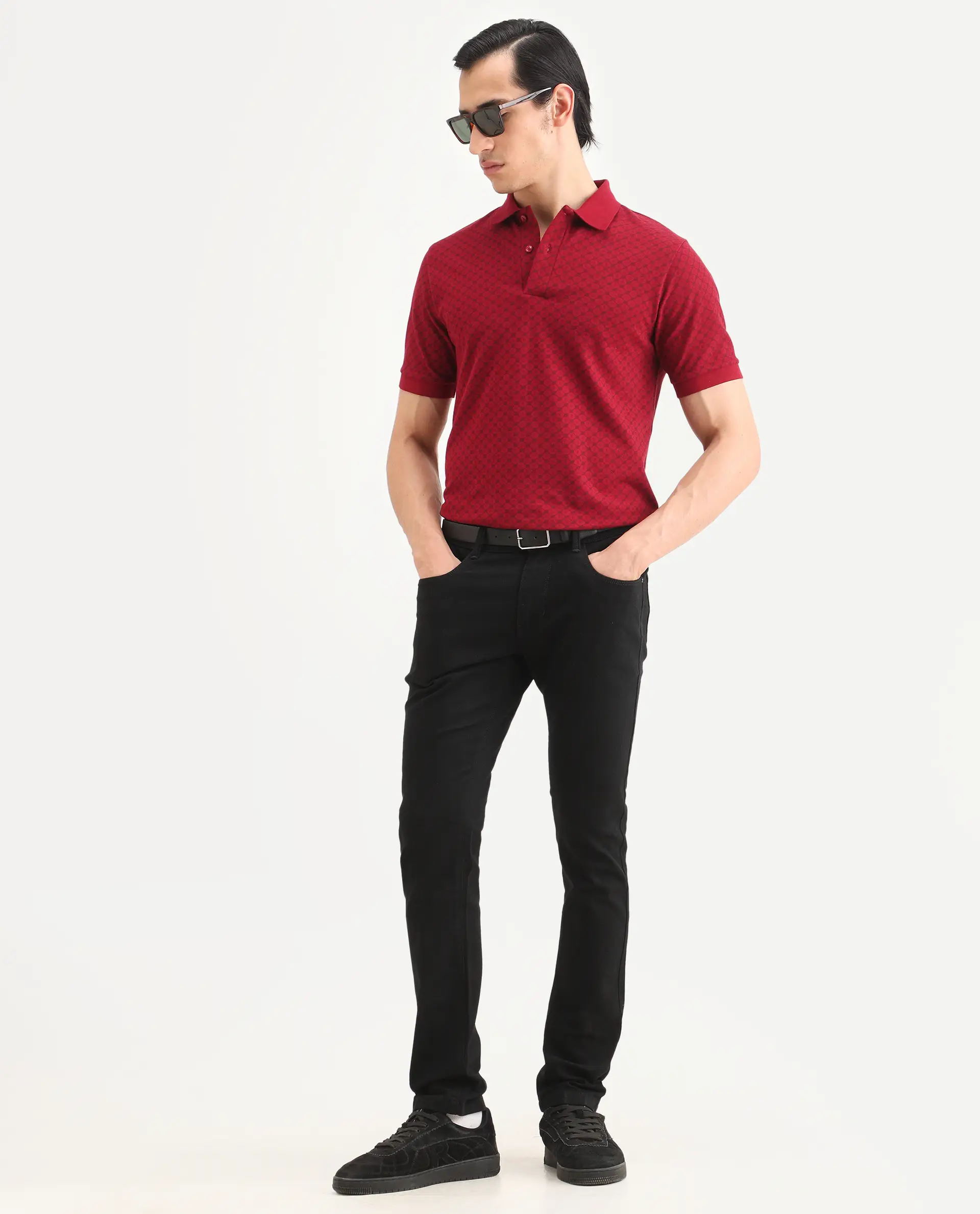 Rare Rabbit Men's Fiz Bh Black Cotton Blend Fabric Hawk Slim Plain Jeans