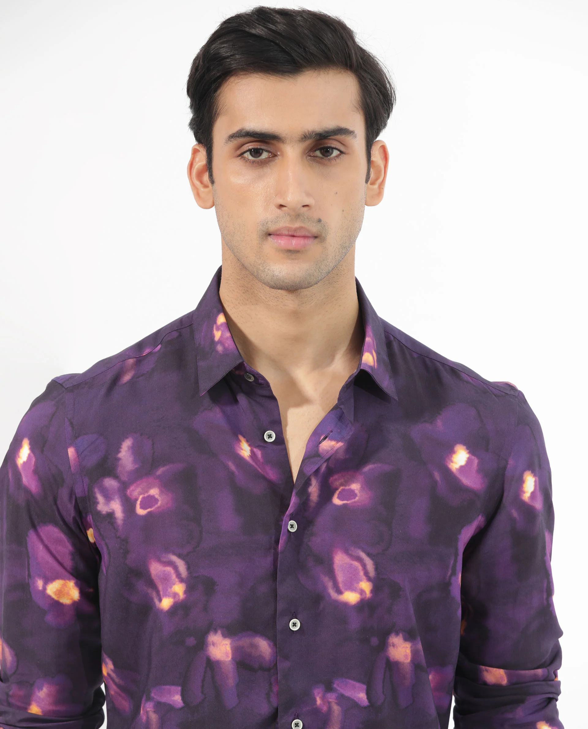 Rare Rabbit Men's Flage Purple Viscose Floral Print Regular Fit Full Sleeve Collared Shirt - Image 7