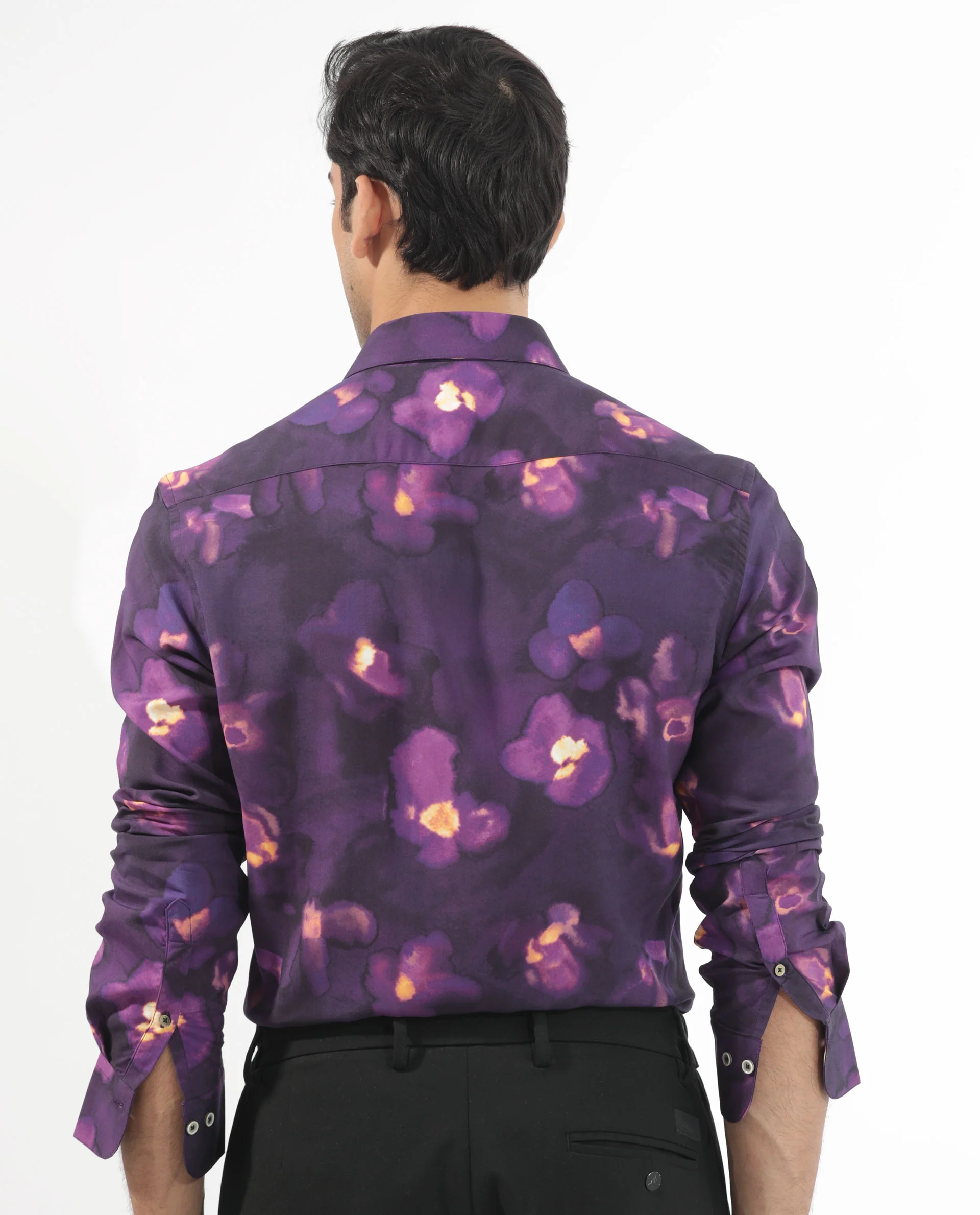 Rare Rabbit Men's Flage Purple Viscose Floral Print Regular Fit Full Sleeve Collared Shirt - Image 8