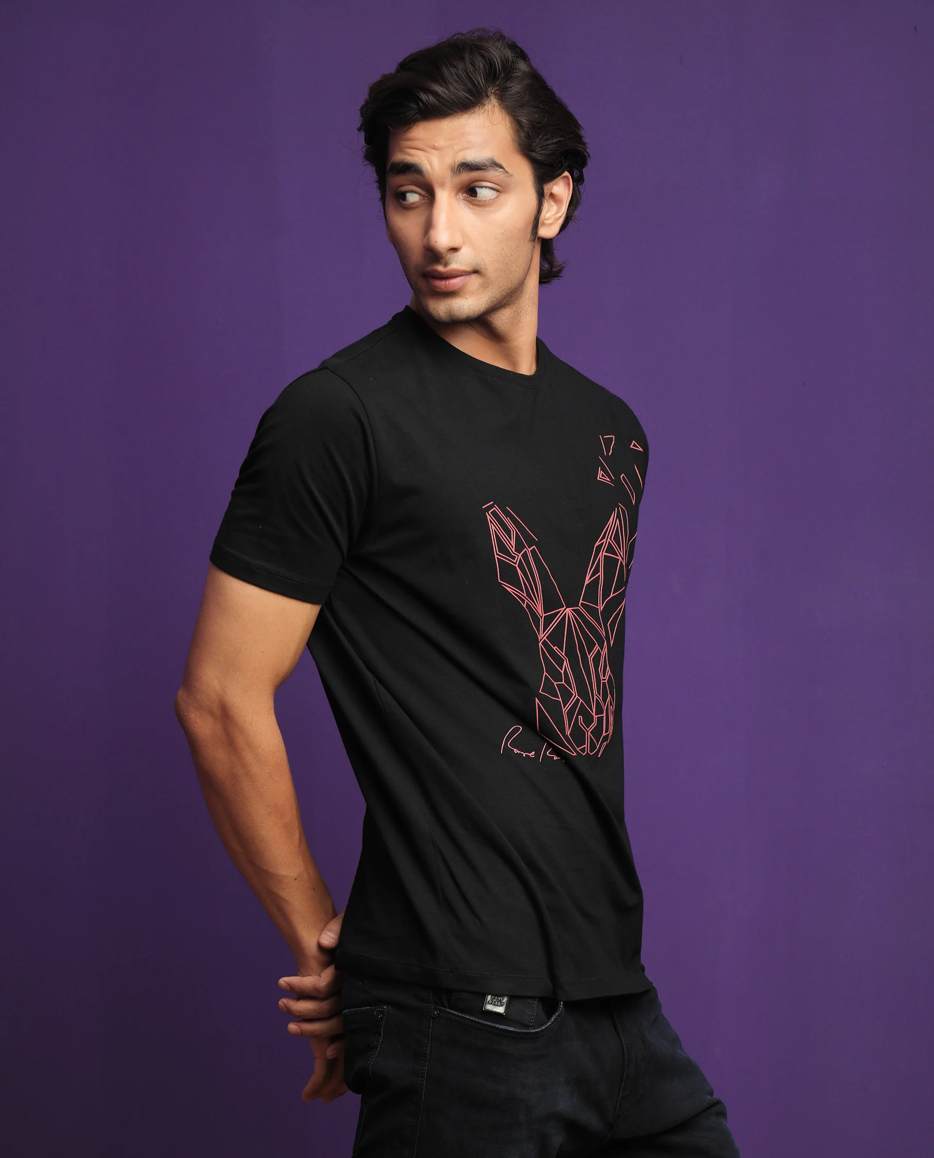 Rare Rabbit Men's Flames 2 Black Cotton Graphic Print Slim Fit Half Sleeve Crew Neck T-Shirt - Image 6