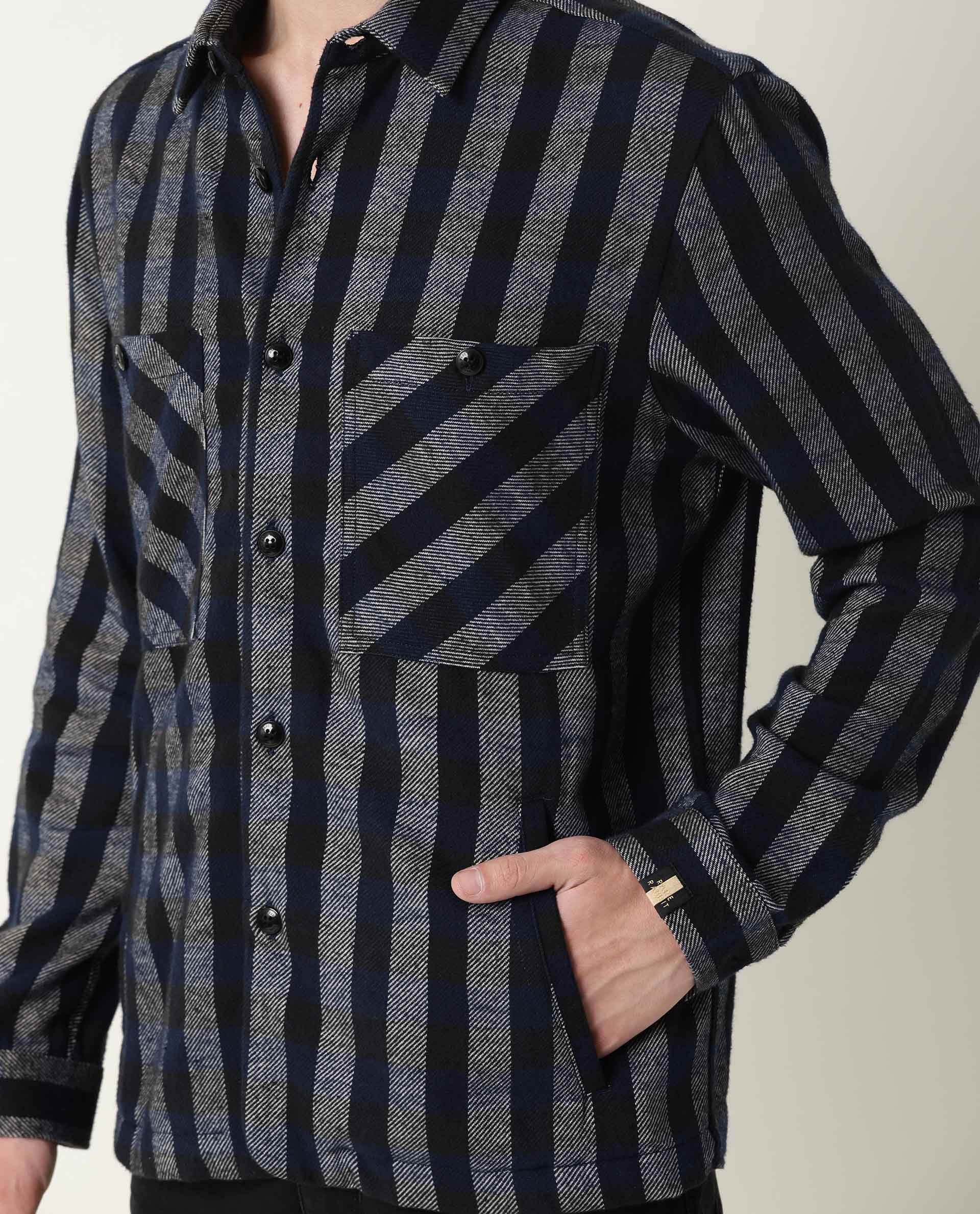 Rare Rabbit Men's Flan Navy Nylon Plain Regular Fit Full Sleeve Spread Collar Jacket - Image 5