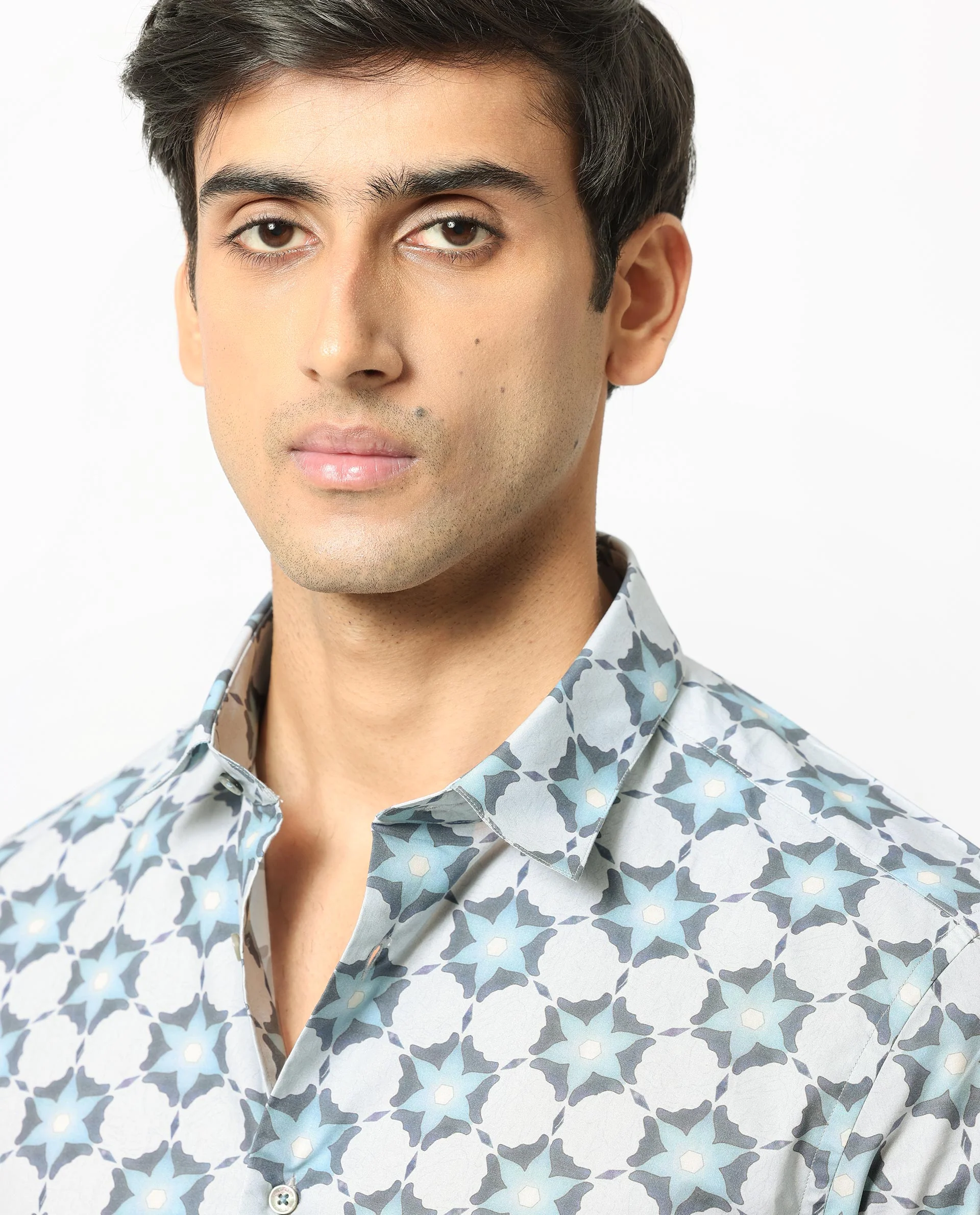 Rare Rabbit Men's Flaret Grey Cotton Floral Print Regular Fit Half Sleeve Collared Shirt - Image 4