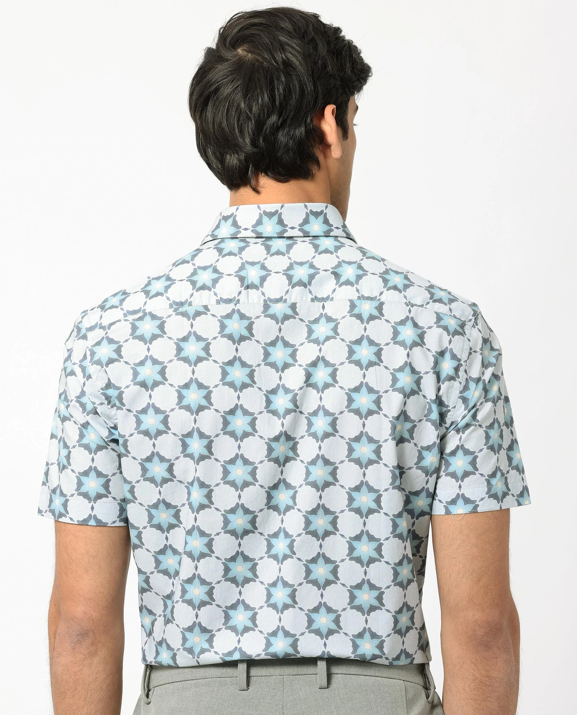 Rare Rabbit Men's Flaret Grey Cotton Floral Print Regular Fit Half Sleeve Collared Shirt - Image 9
