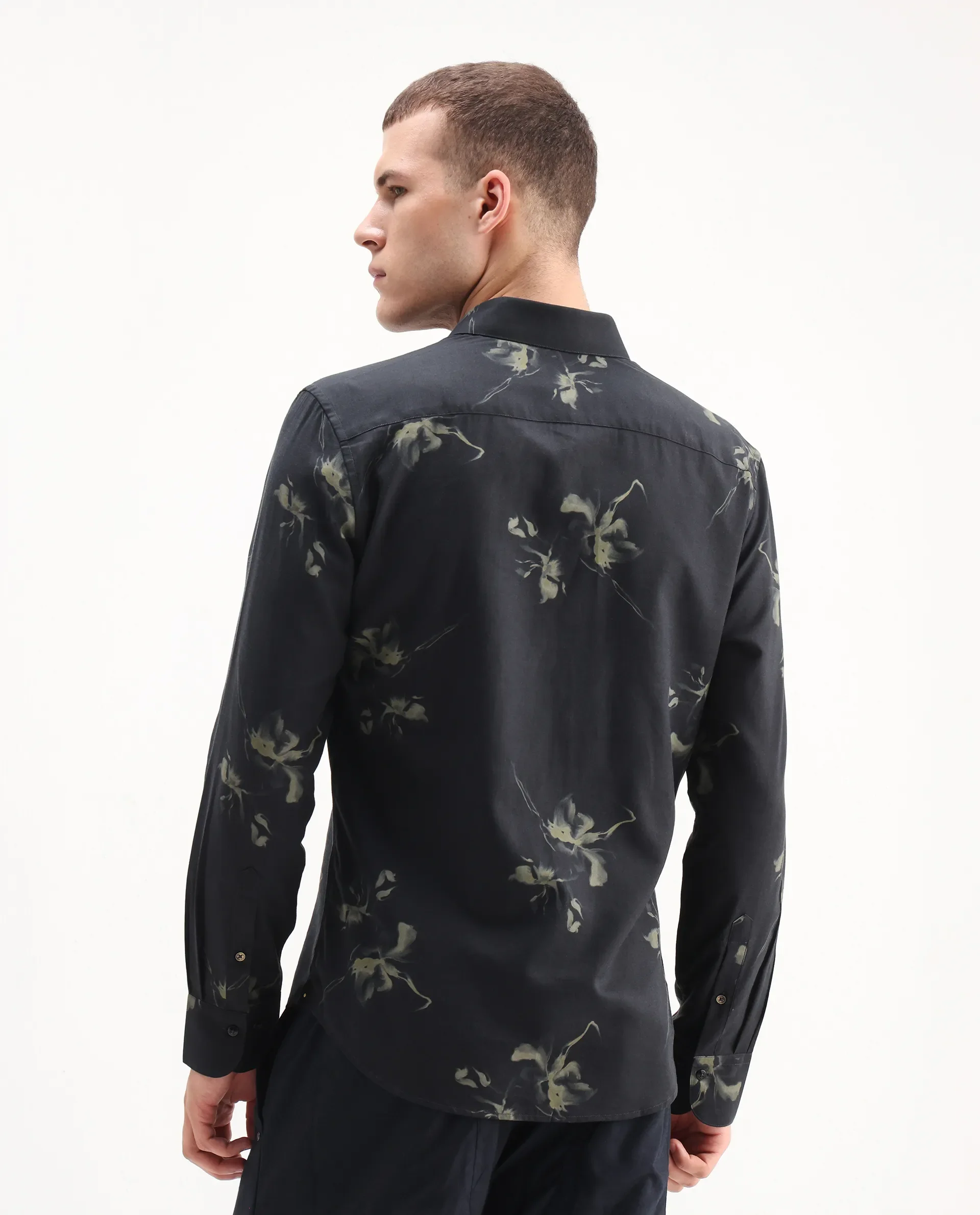 Rare Rabbit Men's Flaro Black Viscose Floral Print Regular Fit Full Sleeve Collared Shirt - Image 7