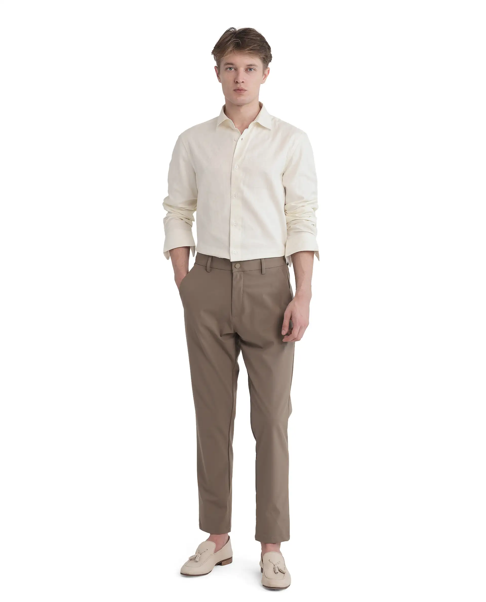 Rare Rabbit Men's Flarp Off White Cotton Blend Regular Fit Full Sleeve Collared Shirt - Image 2
