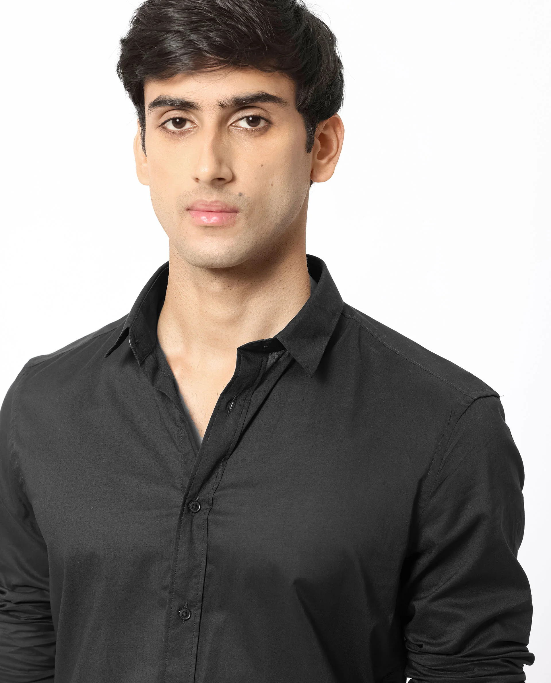 Rare Rabbit Men's Flees Black Cotton Plain Regular Fit Full Sleeve Collared Shirt - Image 6