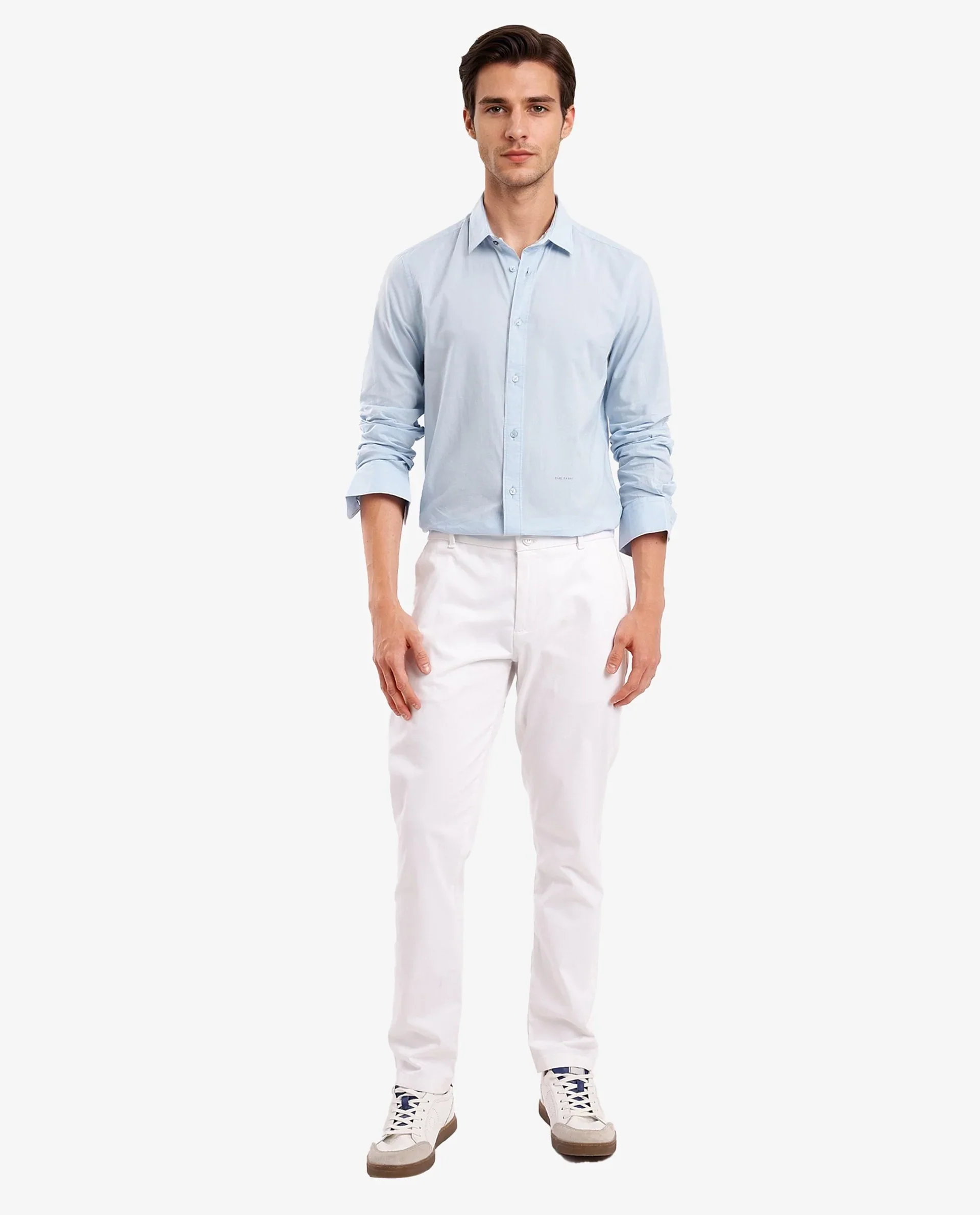 Rare Rabbit Men's Flees Light Blue Cotton Plain Regular Fit Full Sleeve Collared Shirt - Image 2