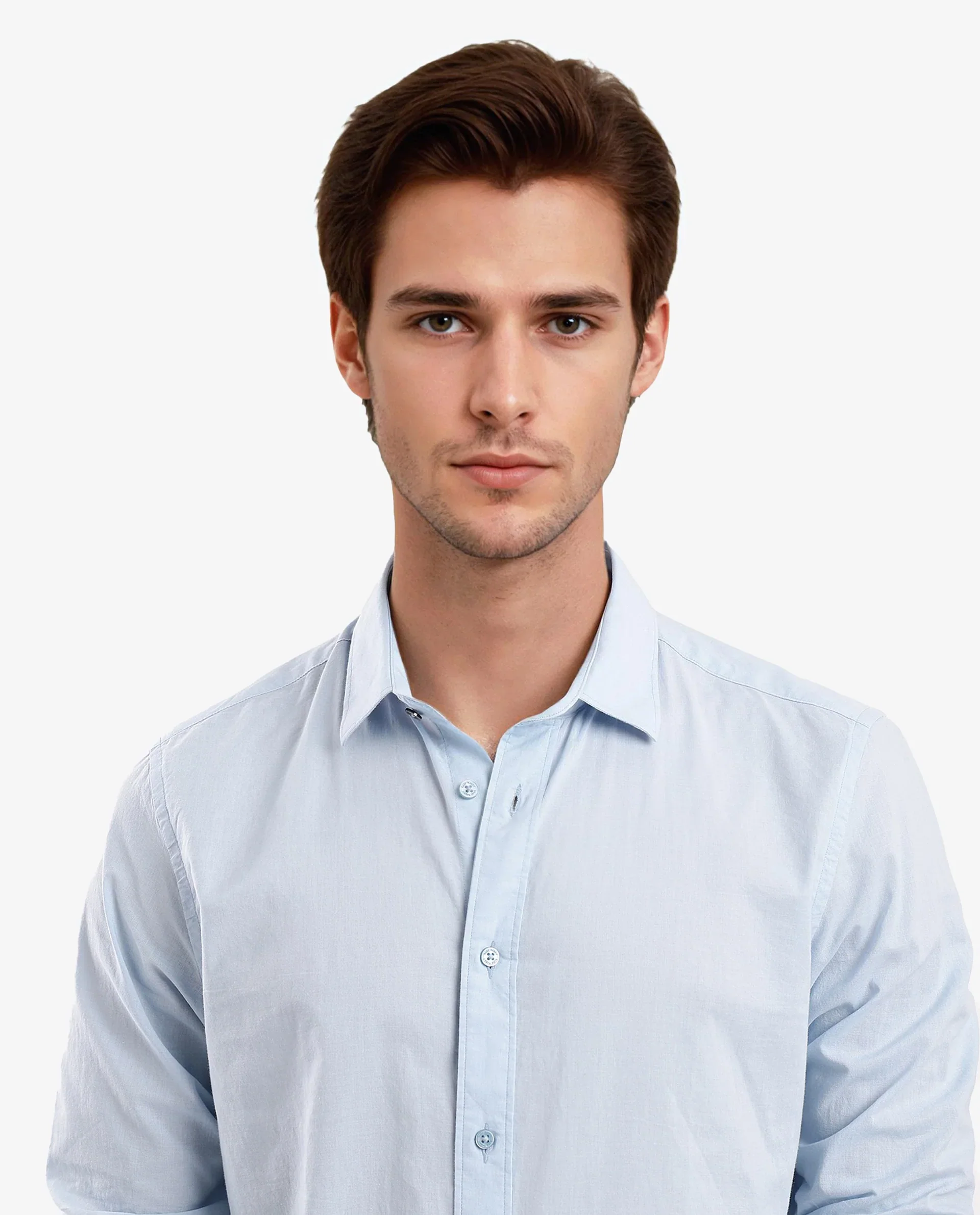 Rare Rabbit Men's Flees Light Blue Cotton Plain Regular Fit Full Sleeve Collared Shirt - Image 8