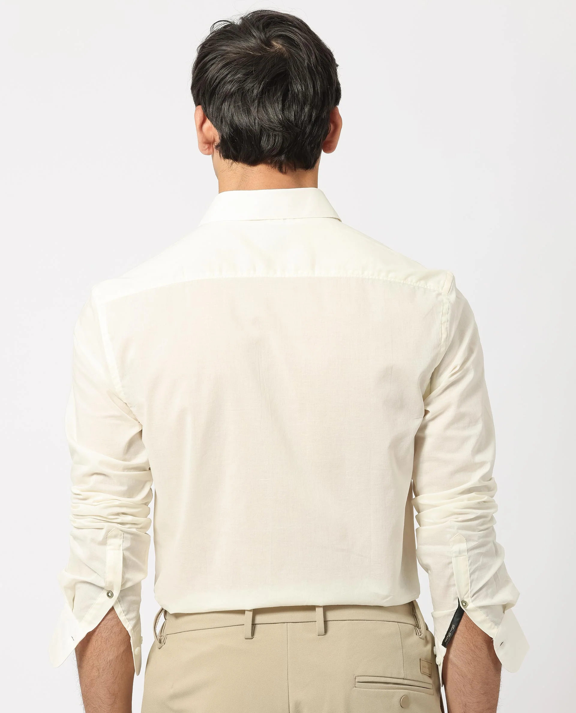Rare Rabbit Men's Flees White Cotton Plain Regular Fit Full Sleeve Collared Shirt - Image 8