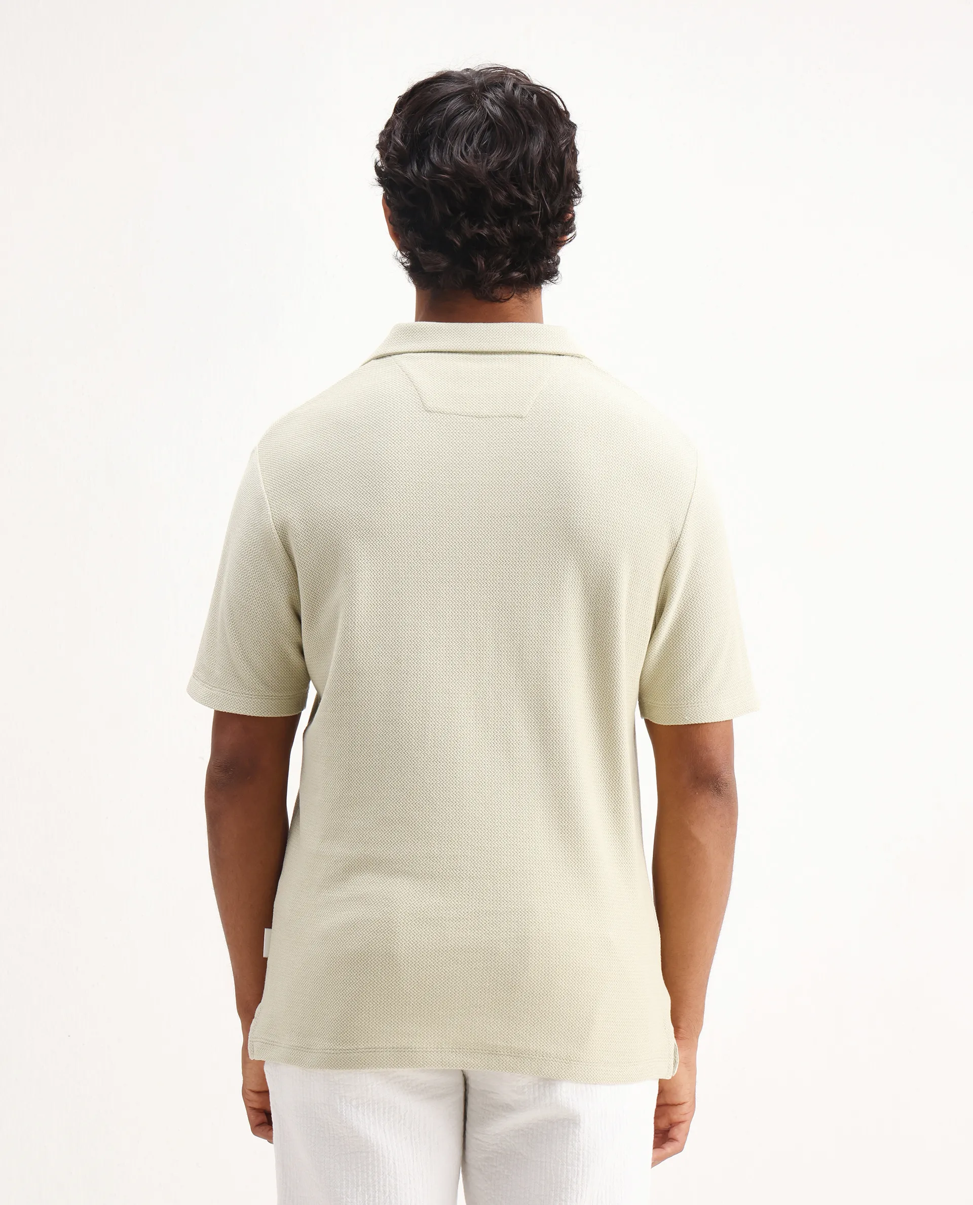 Rare Rabbit Men's Flen Pastel Green Cotton Plain Regular Fit Half Sleeve Polo - Image 6