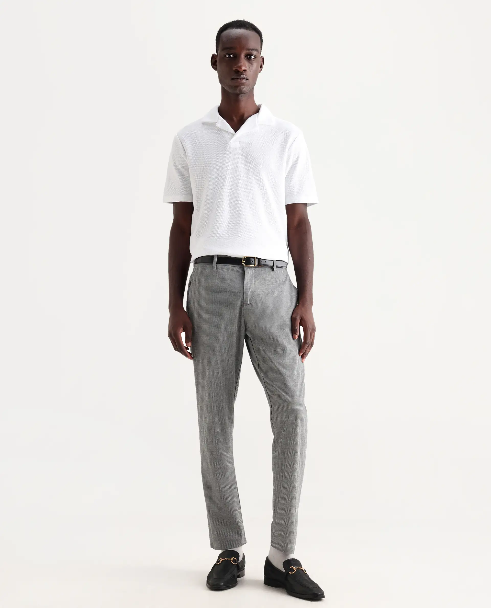 Rare Rabbit Men's Flen White Cotton Plain Regular Fit Half Sleeve Polo - Image 2