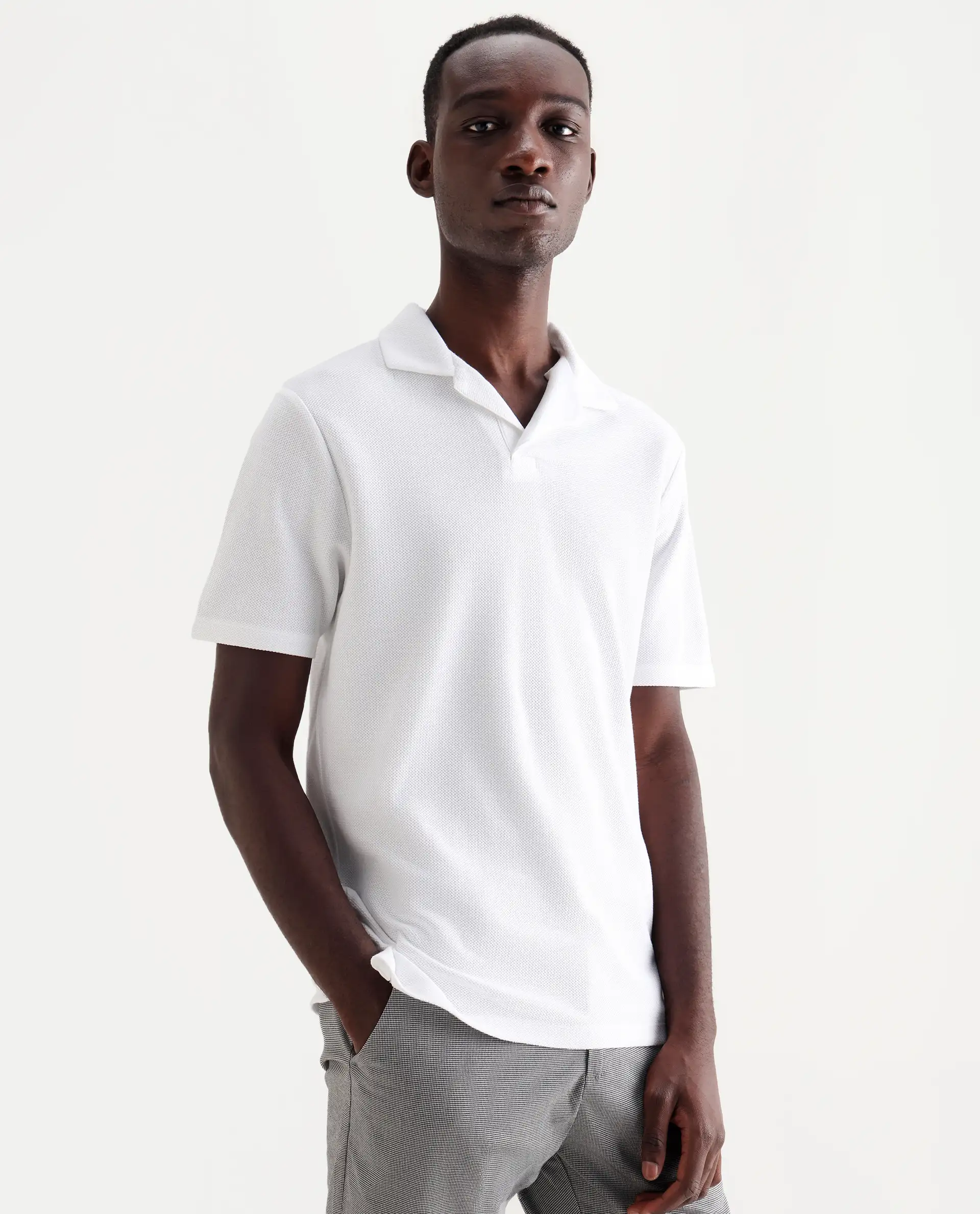 Rare Rabbit Men's Flen White Cotton Plain Regular Fit Half Sleeve Polo - Image 5