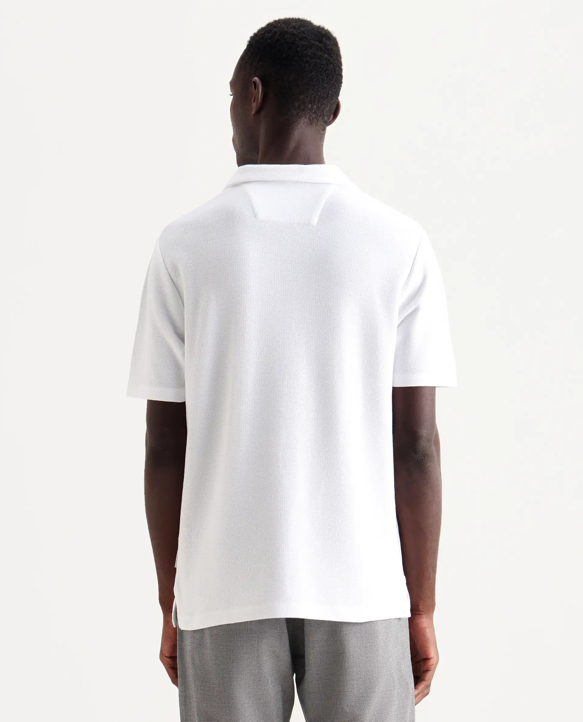 Rare Rabbit Men's Flen White Cotton Plain Regular Fit Half Sleeve Polo - Image 6