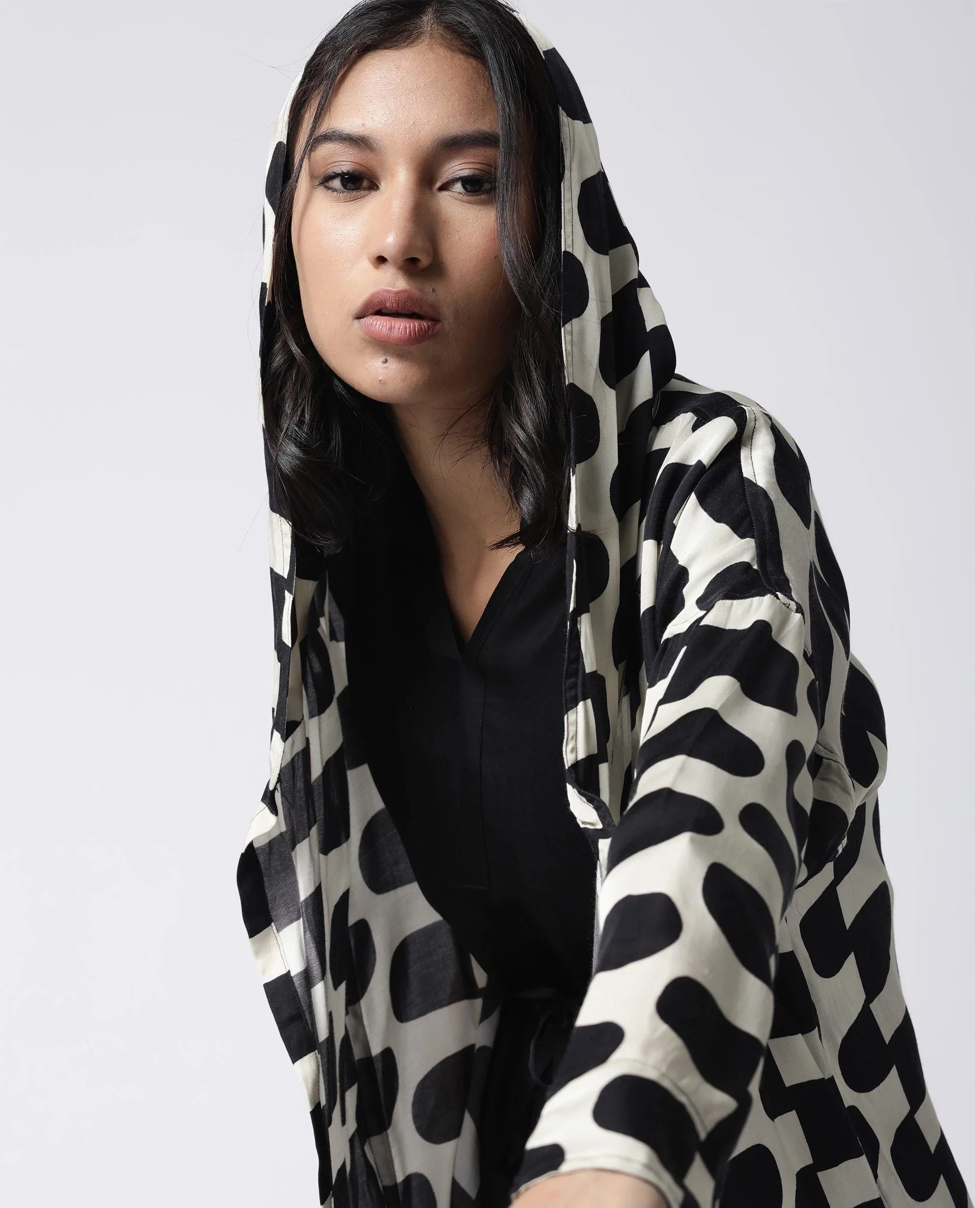Rareism Women Flight Black Outer Wear Full Sleeves Printed - Image 3