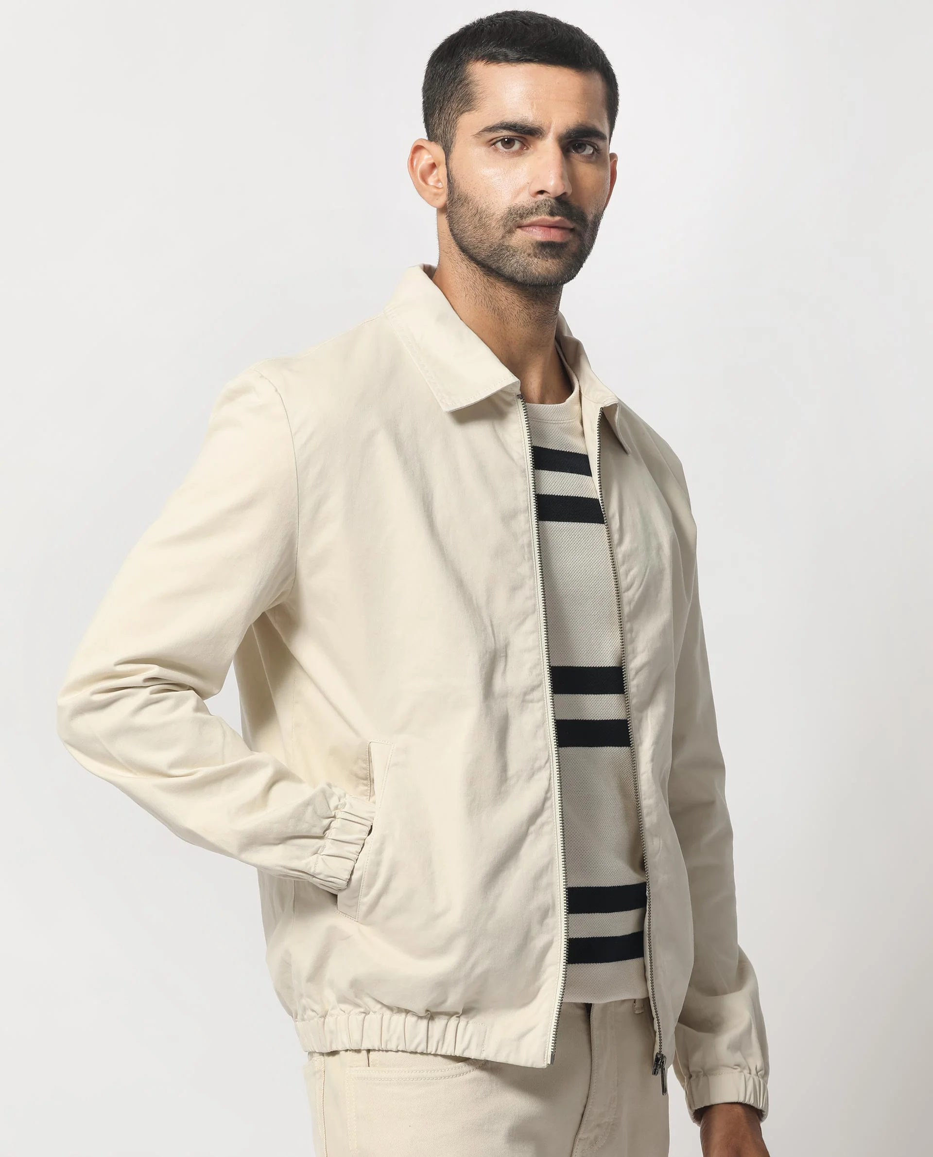 Rare Rabbit Men's Flinsten Beige Cotton Plain Regular Fit Full Sleeve Spread Collar Jacket - Image 10