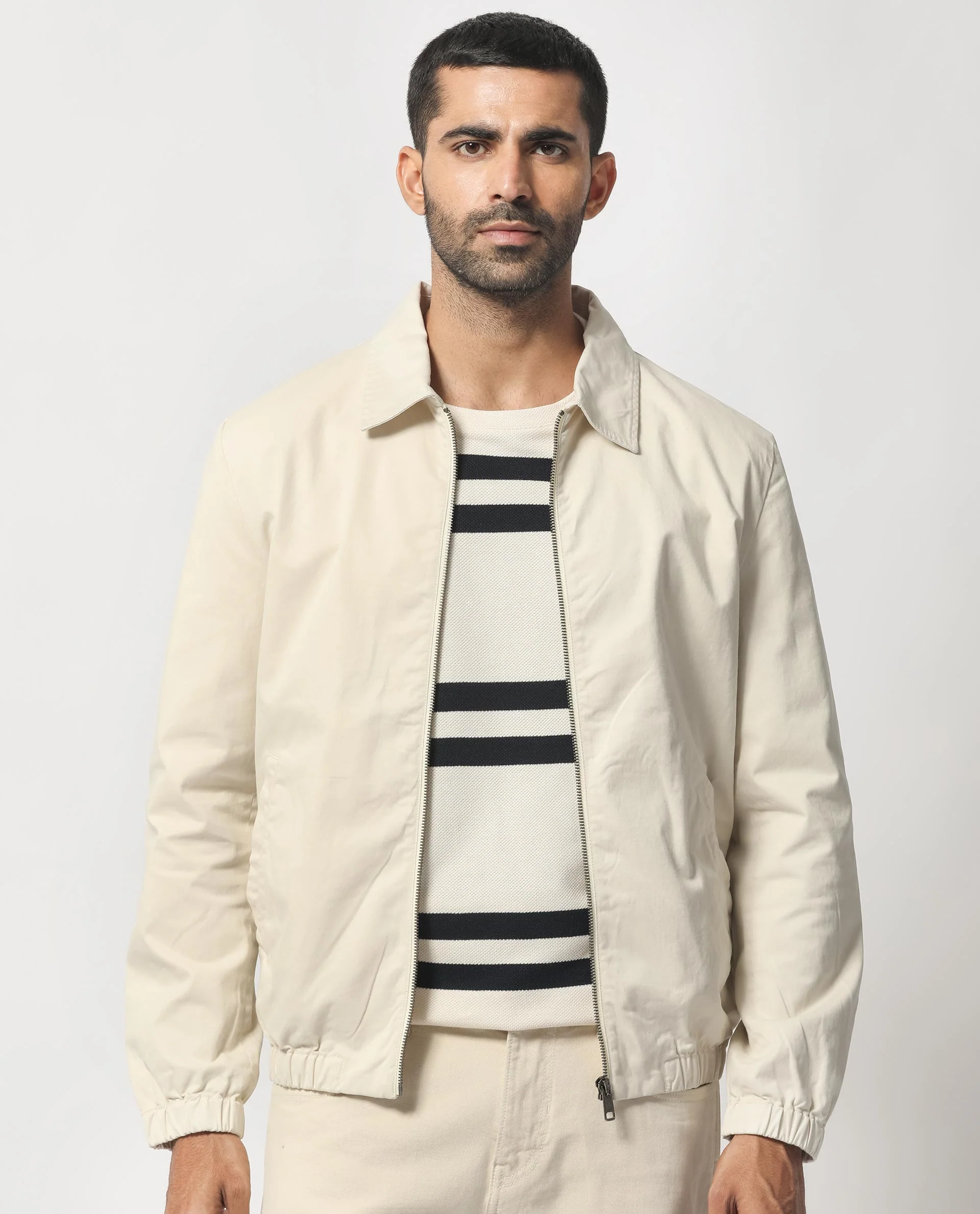 Rare Rabbit Men's Flinsten Beige Cotton Plain Regular Fit Full Sleeve Spread Collar Jacket - Image 11