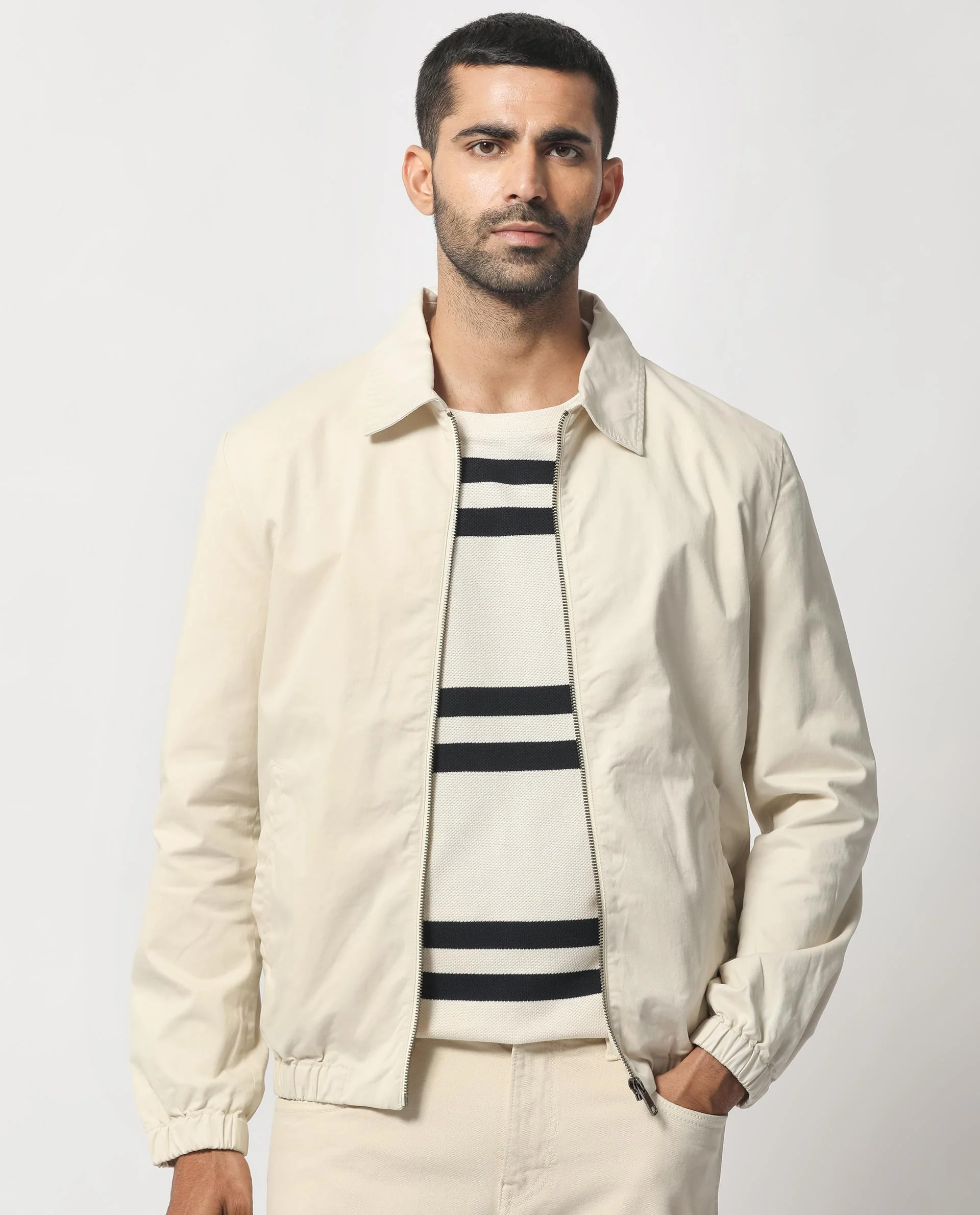 Rare Rabbit Men's Flinsten Beige Cotton Plain Regular Fit Full Sleeve Spread Collar Jacket - Image 12