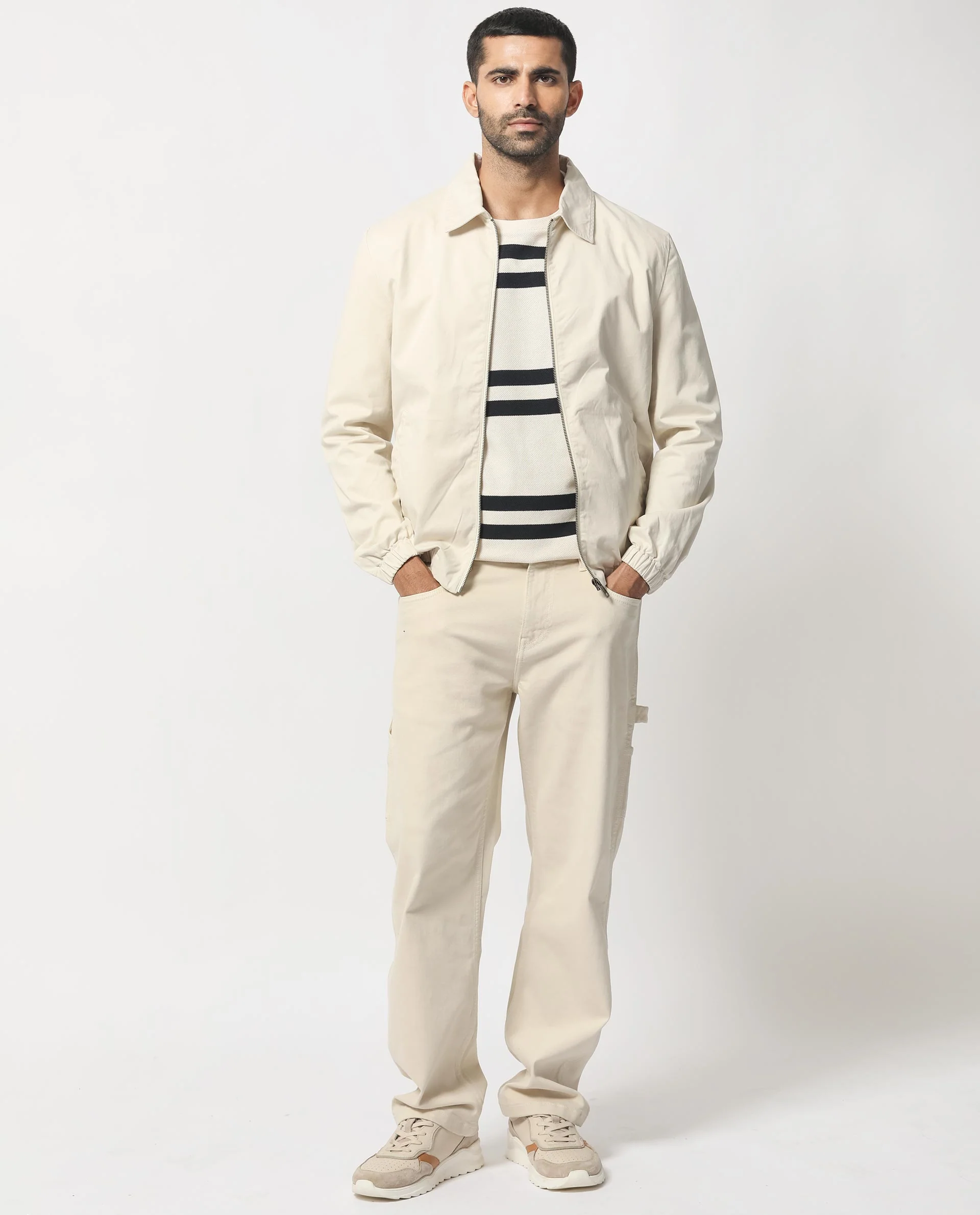 Rare Rabbit Men's Flinsten Beige Cotton Plain Regular Fit Full Sleeve Spread Collar Jacket - Image 13