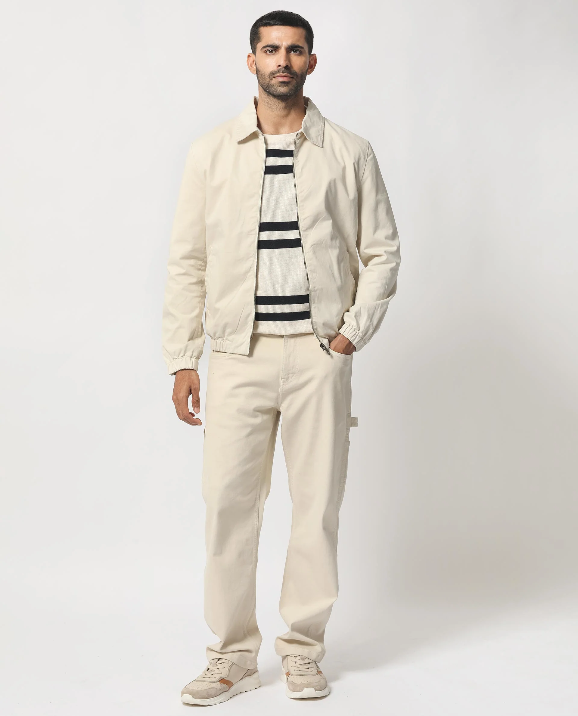 Rare Rabbit Men's Flinsten Beige Cotton Plain Regular Fit Full Sleeve Spread Collar Jacket - Image 14