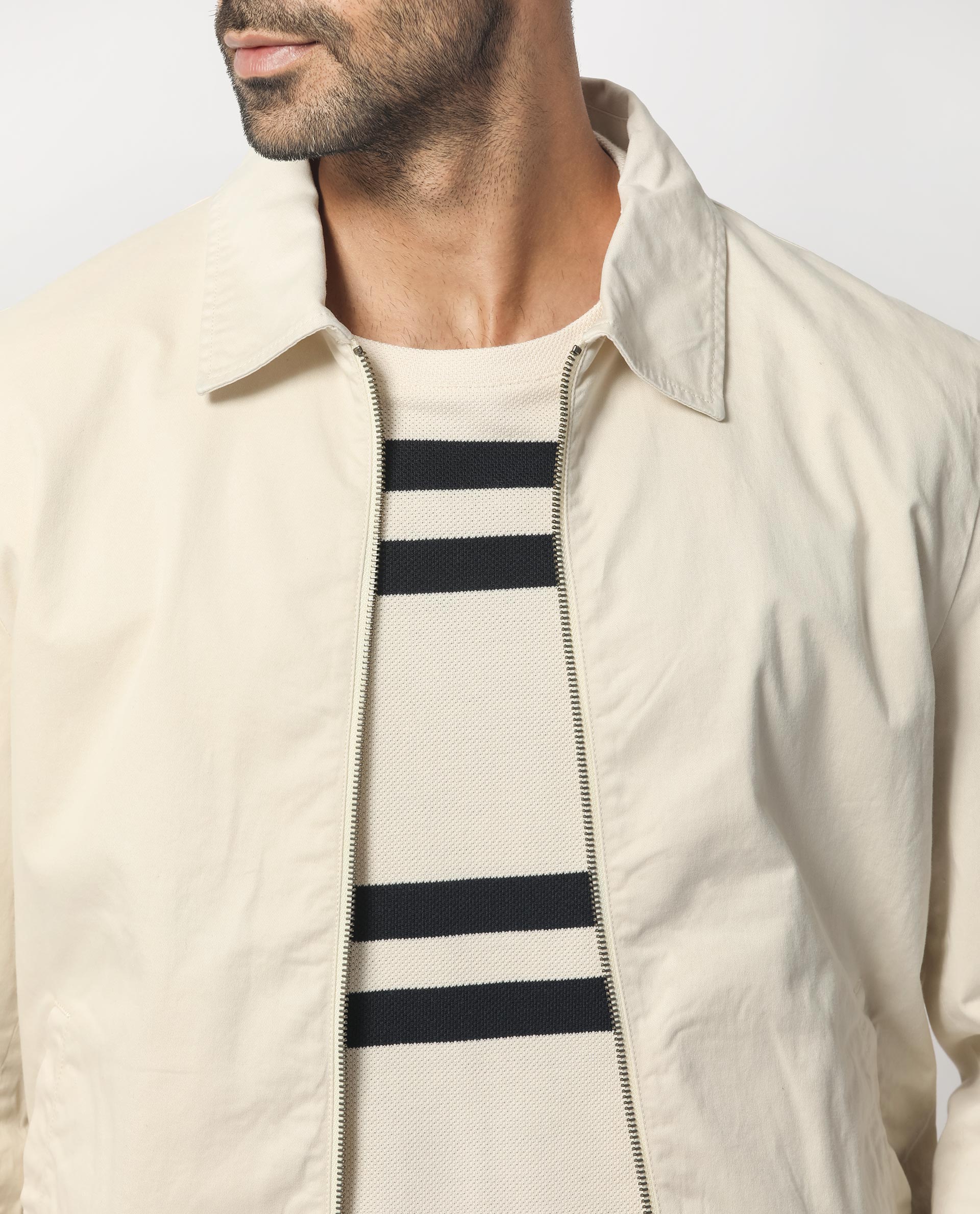 Rare Rabbit Men's Flinsten Beige Cotton Plain Regular Fit Full Sleeve Spread Collar Jacket - Image 15