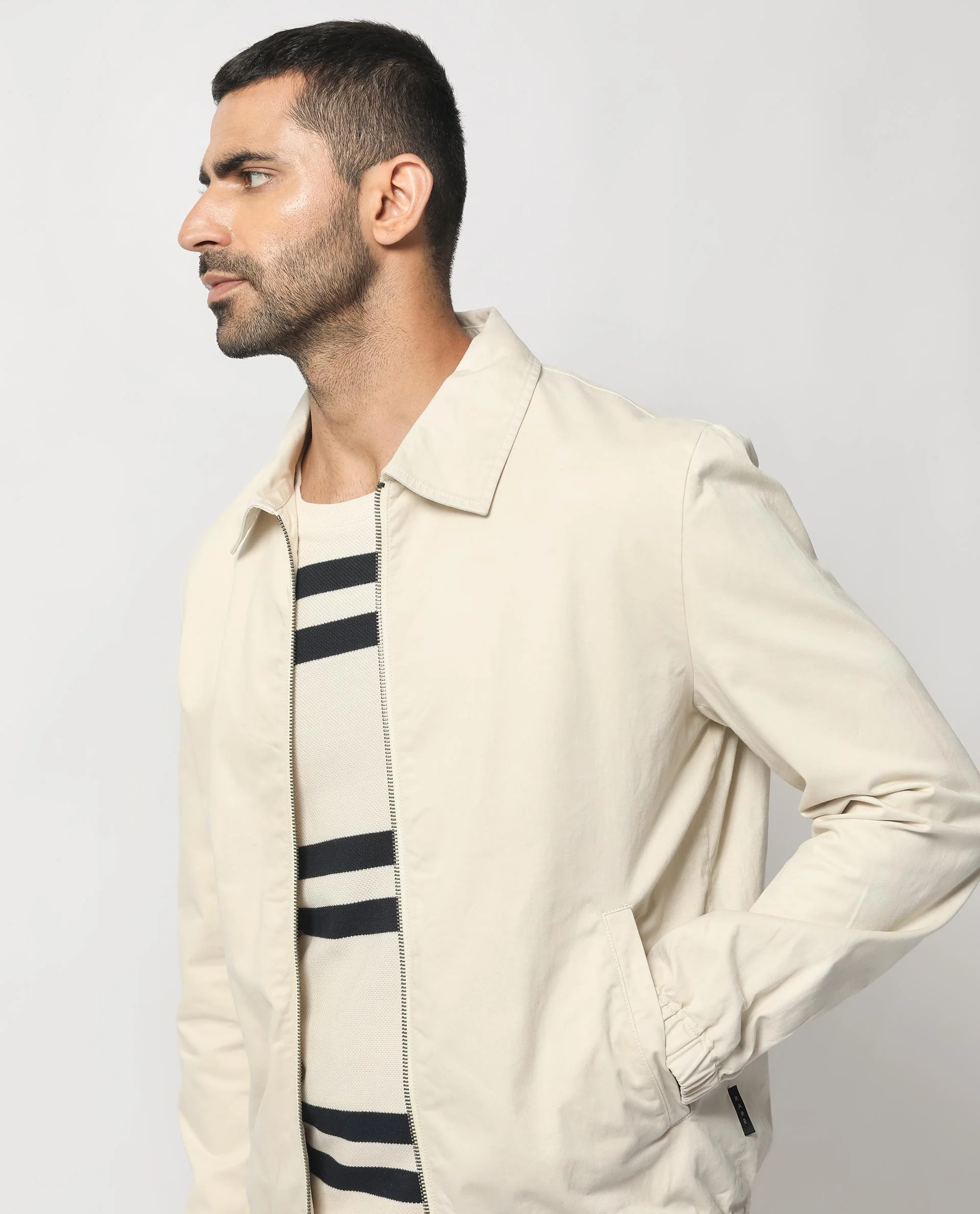 Rare Rabbit Men's Flinsten Beige Cotton Plain Regular Fit Full Sleeve Spread Collar Jacket - Image 16