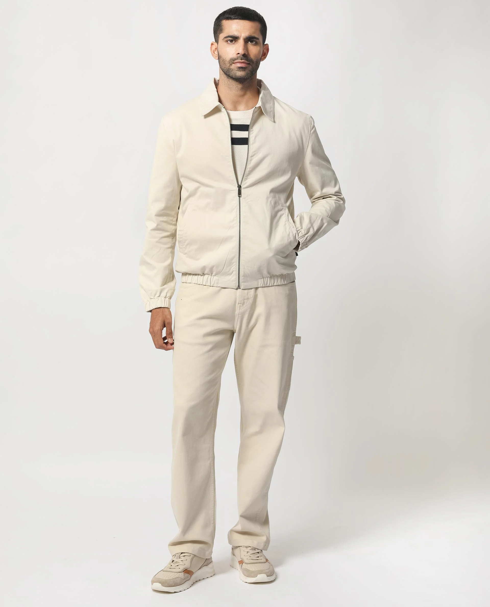 Rare Rabbit Men's Flinsten Beige Cotton Plain Regular Fit Full Sleeve Spread Collar Jacket - Image 7