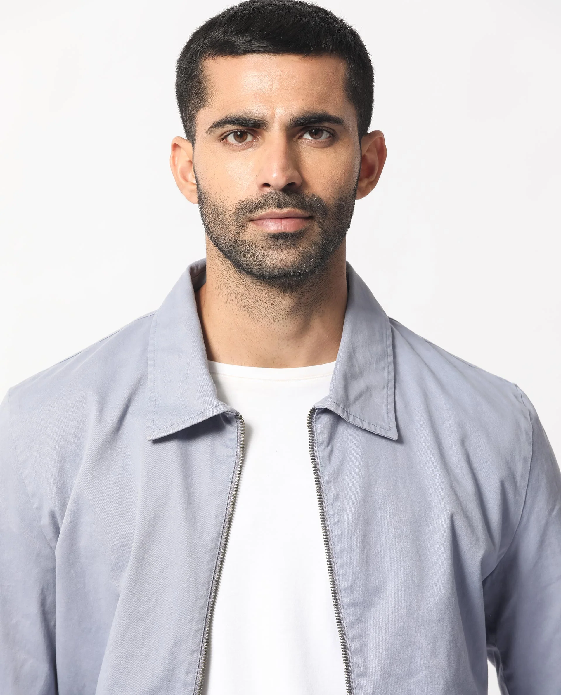 Rare Rabbit Men's Flinsten Dusky Blue Cotton Plain Regular Fit Full Sleeve Spread Collar Jacket - Image 8