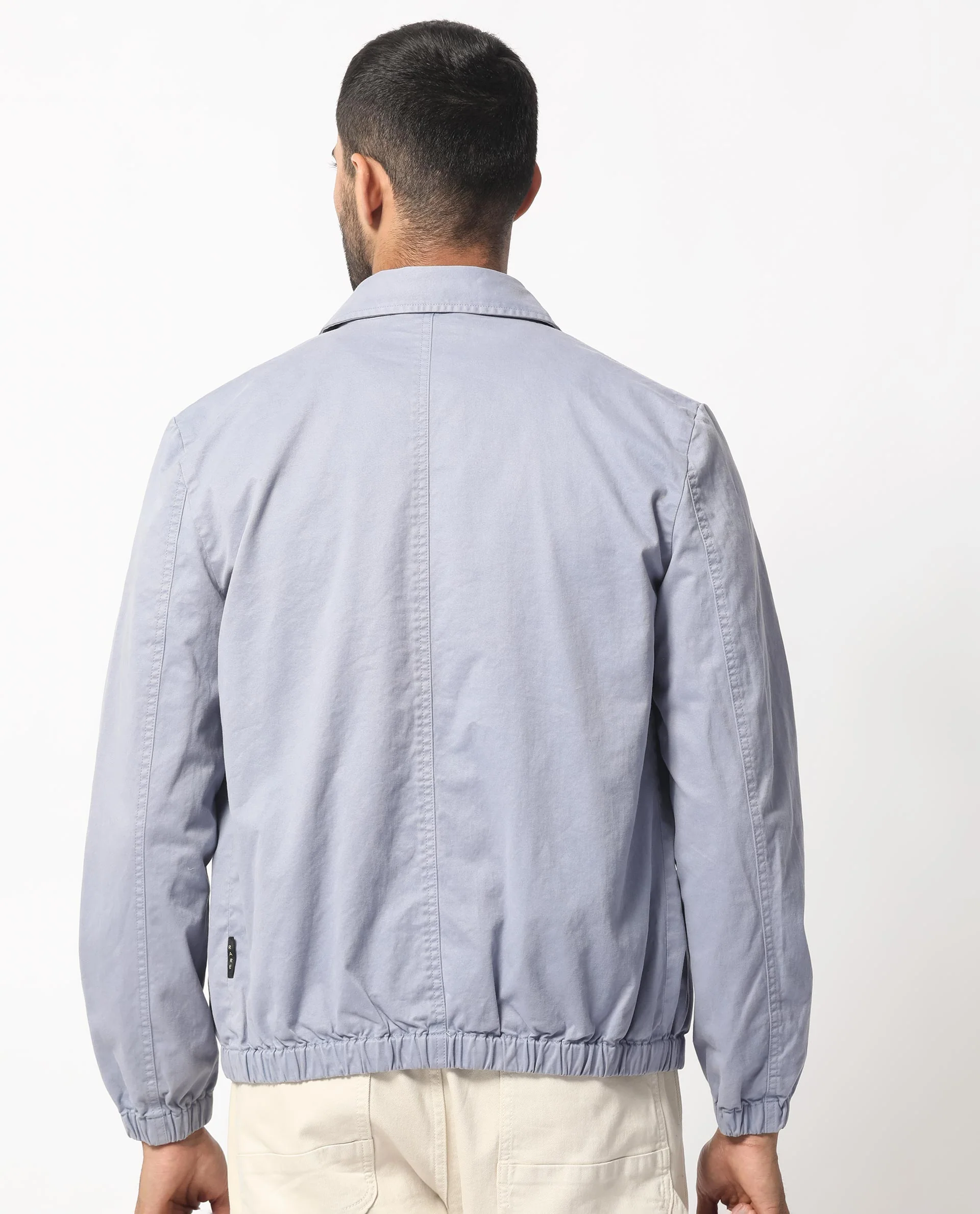 Rare Rabbit Men's Flinsten Dusky Blue Cotton Plain Regular Fit Full Sleeve Spread Collar Jacket - Image 9