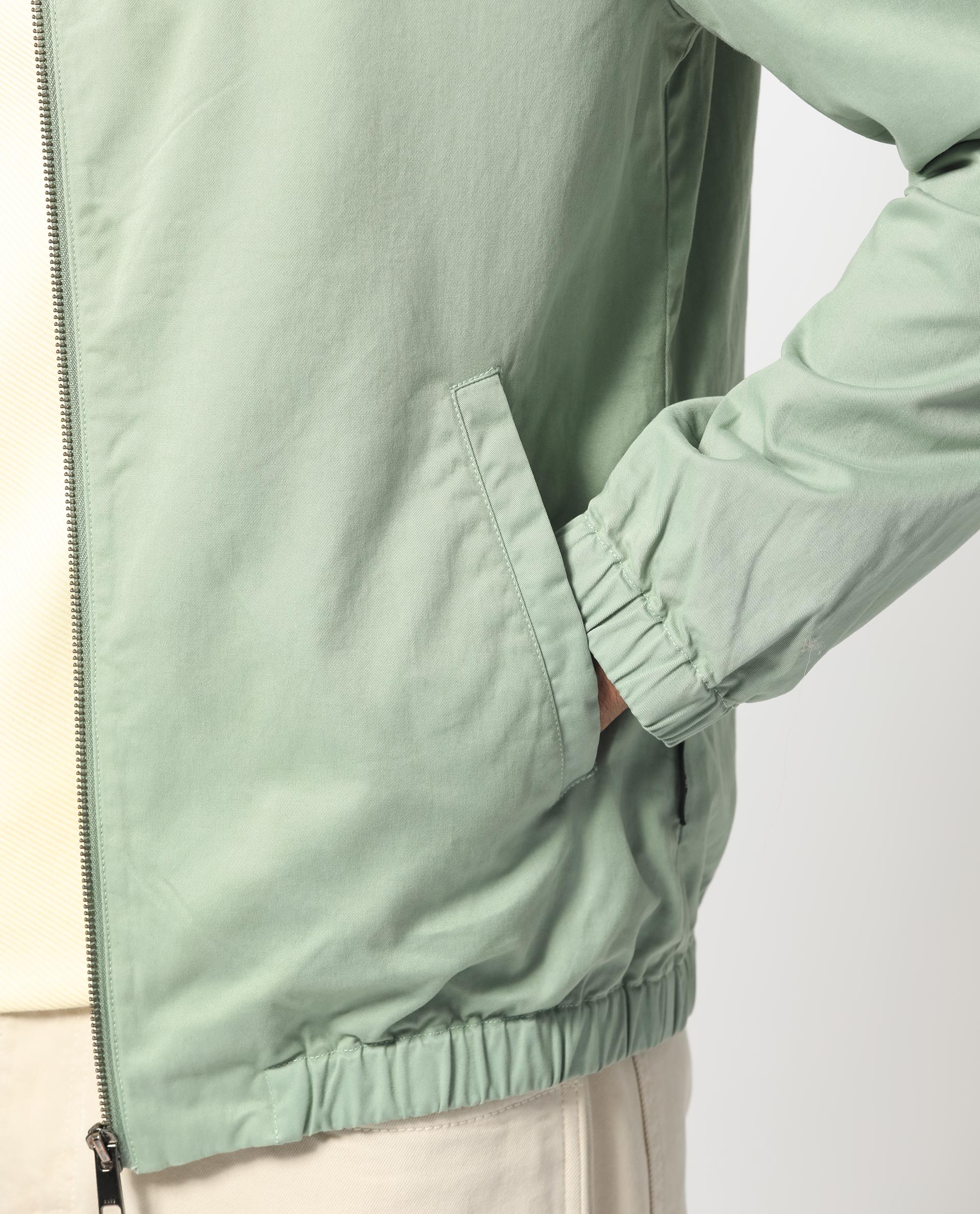 Rare Rabbit Men's Flinsten Dusky Green Cotton Plain Regular Fit Full Sleeve Spread Collar Jacket - Image 3