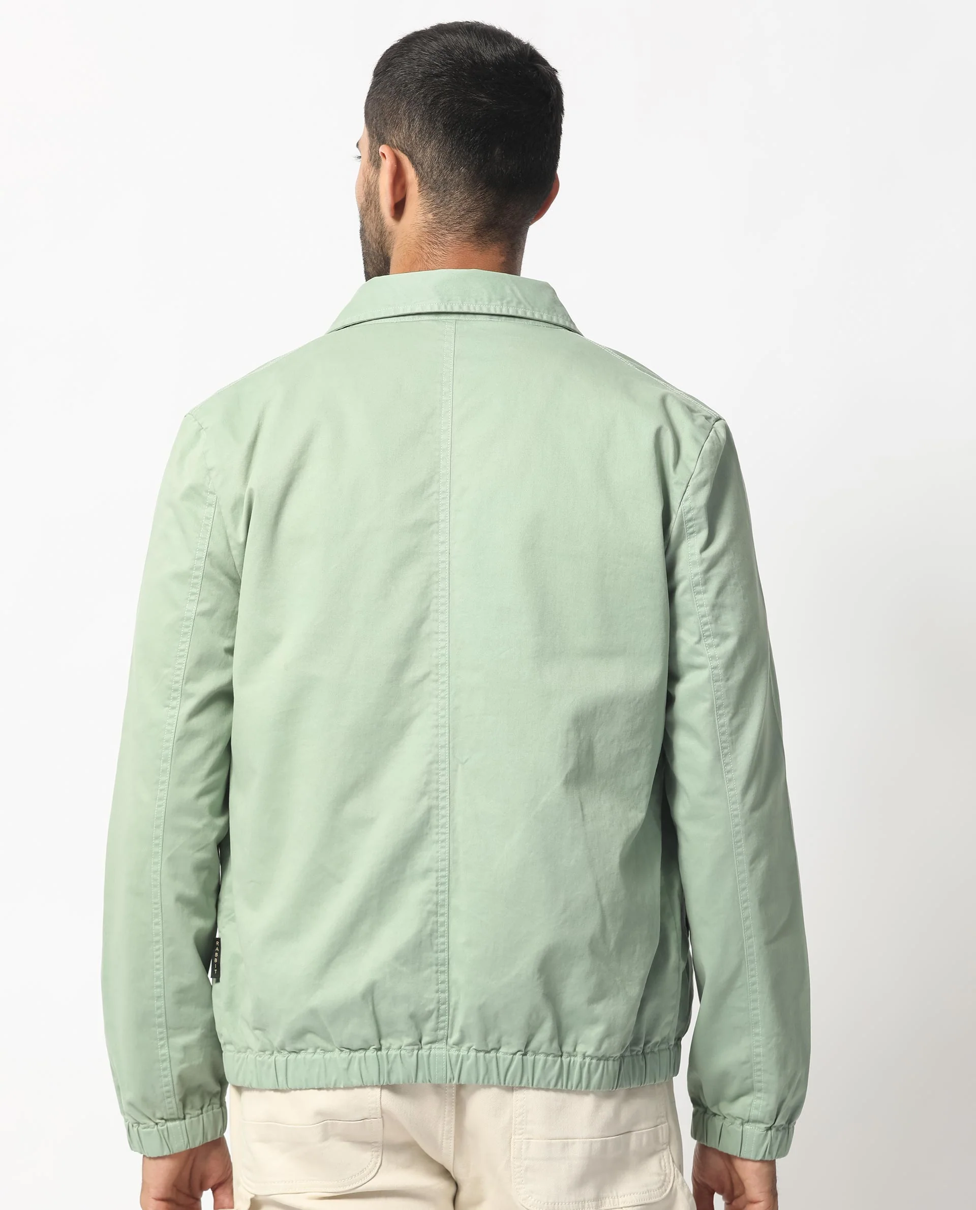 Rare Rabbit Men's Flinsten Dusky Green Cotton Plain Regular Fit Full Sleeve Spread Collar Jacket - Image 9