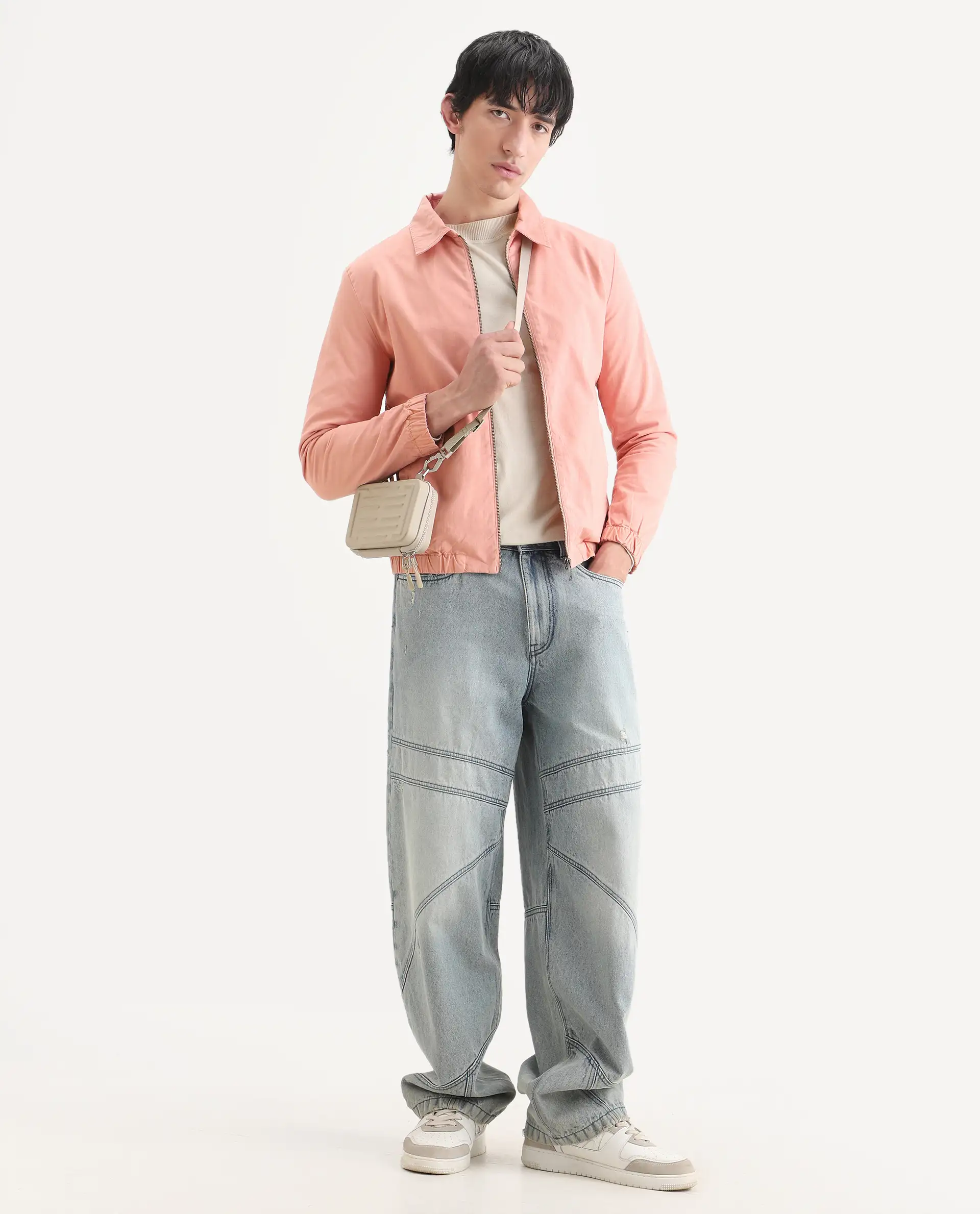 Rare Rabbit Men's Flinsten Dusky Pink Cotton Plain Regular Fit Full Sleeve Spread Collar Jacket - Image 2