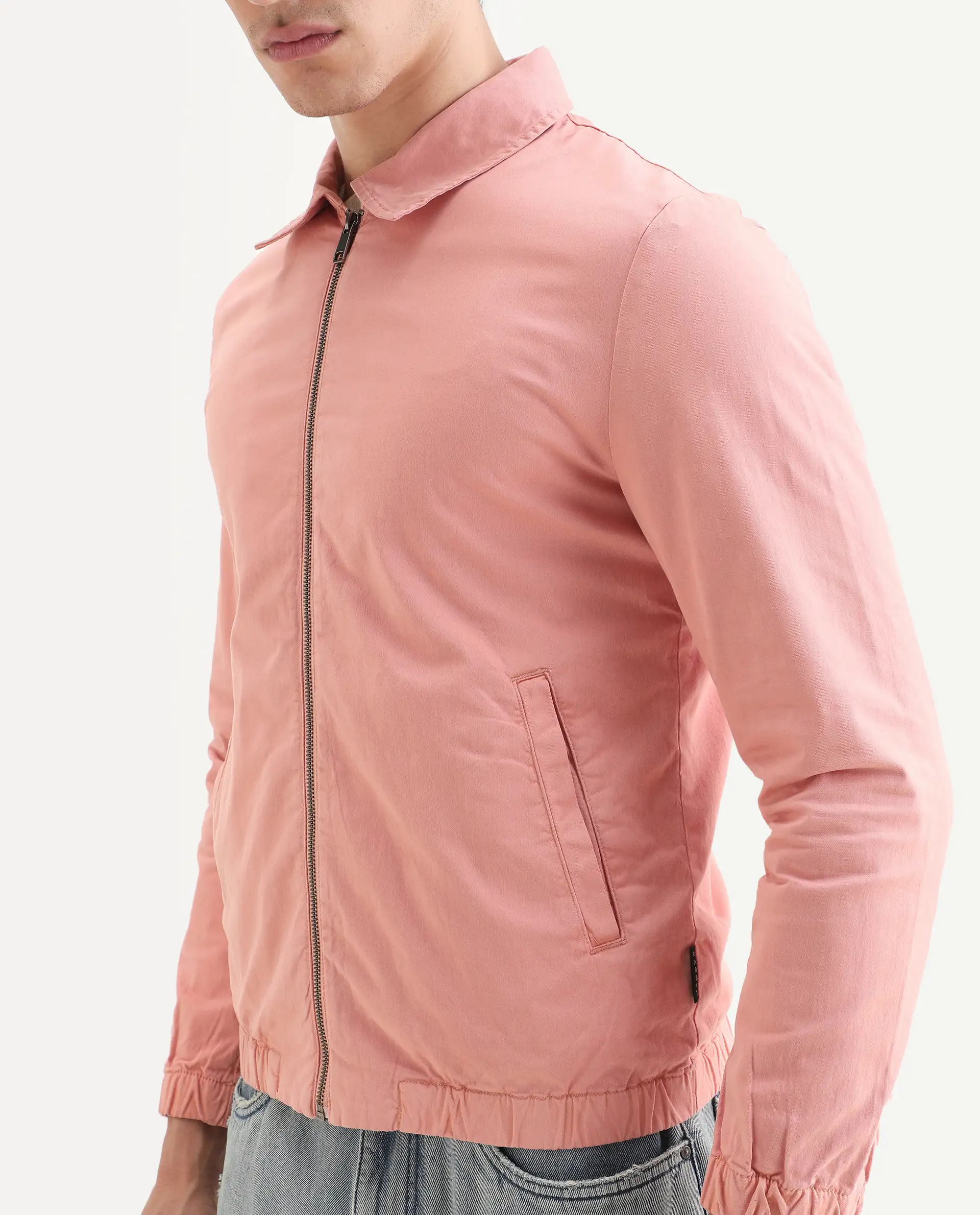 Rare Rabbit Men's Flinsten Dusky Pink Cotton Plain Regular Fit Full Sleeve Spread Collar Jacket - Image 4
