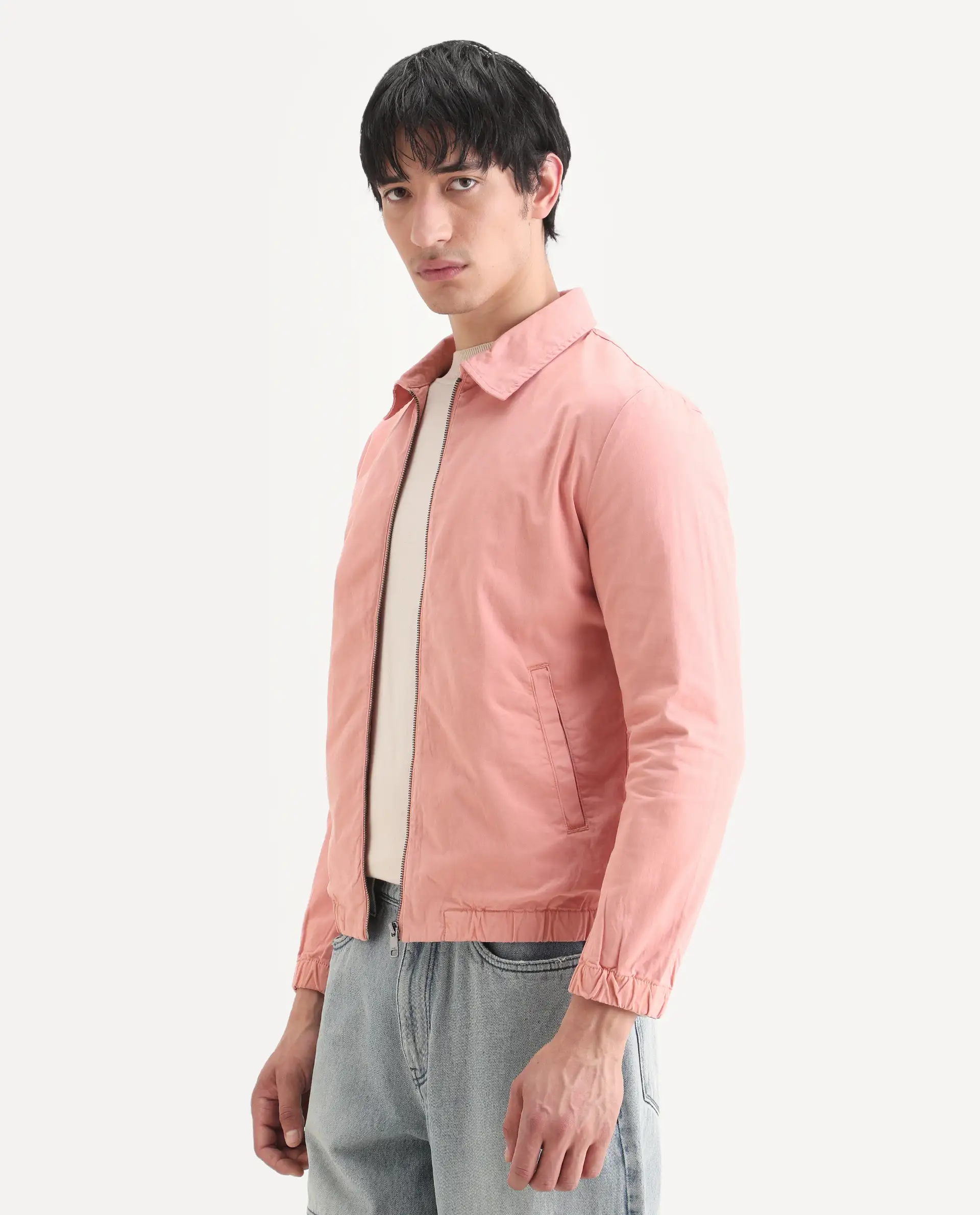 Rare Rabbit Men's Flinsten Dusky Pink Cotton Plain Regular Fit Full Sleeve Spread Collar Jacket - Image 6